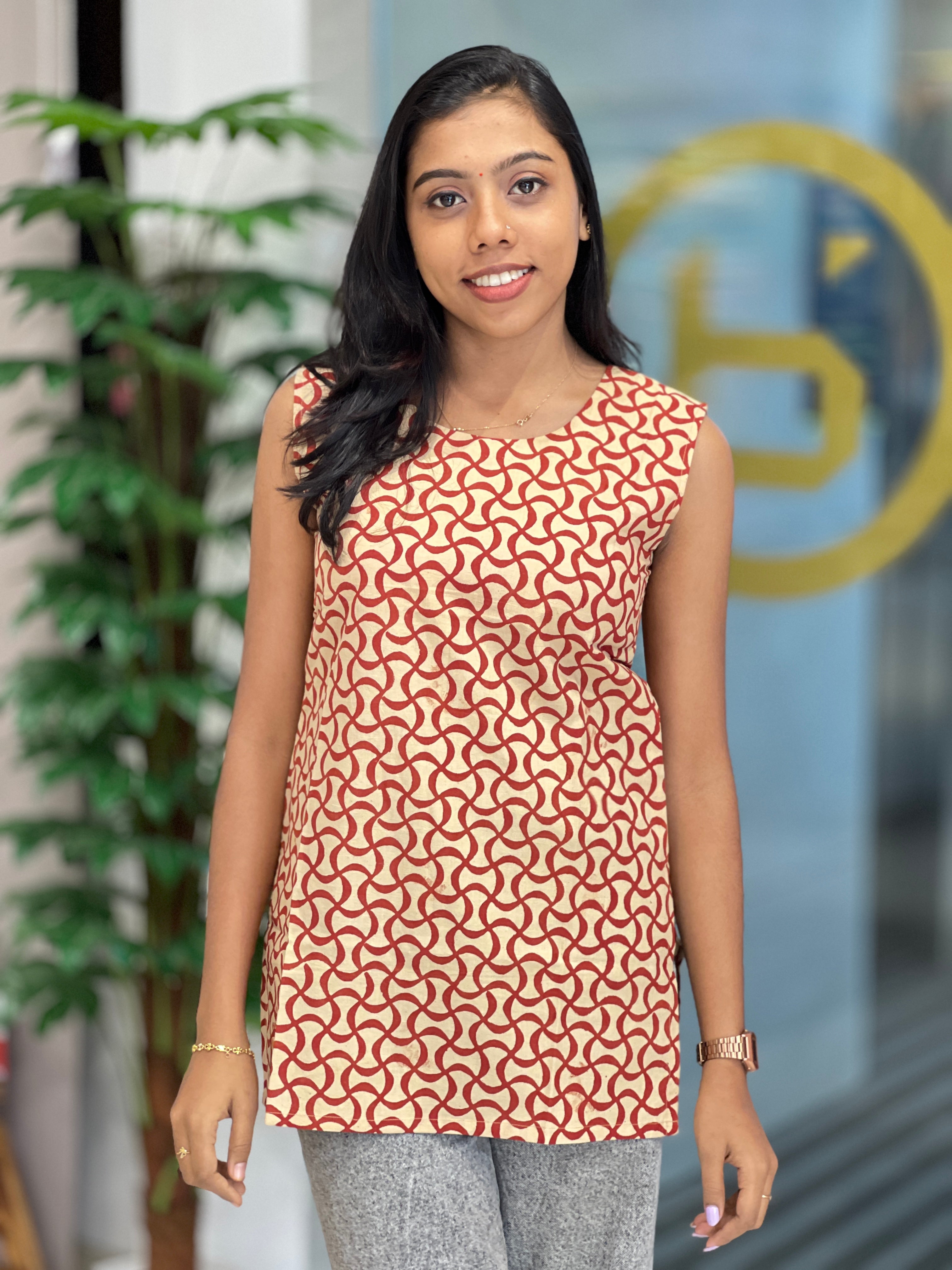 Print Detailed Cotton Short Kurta | DNT402