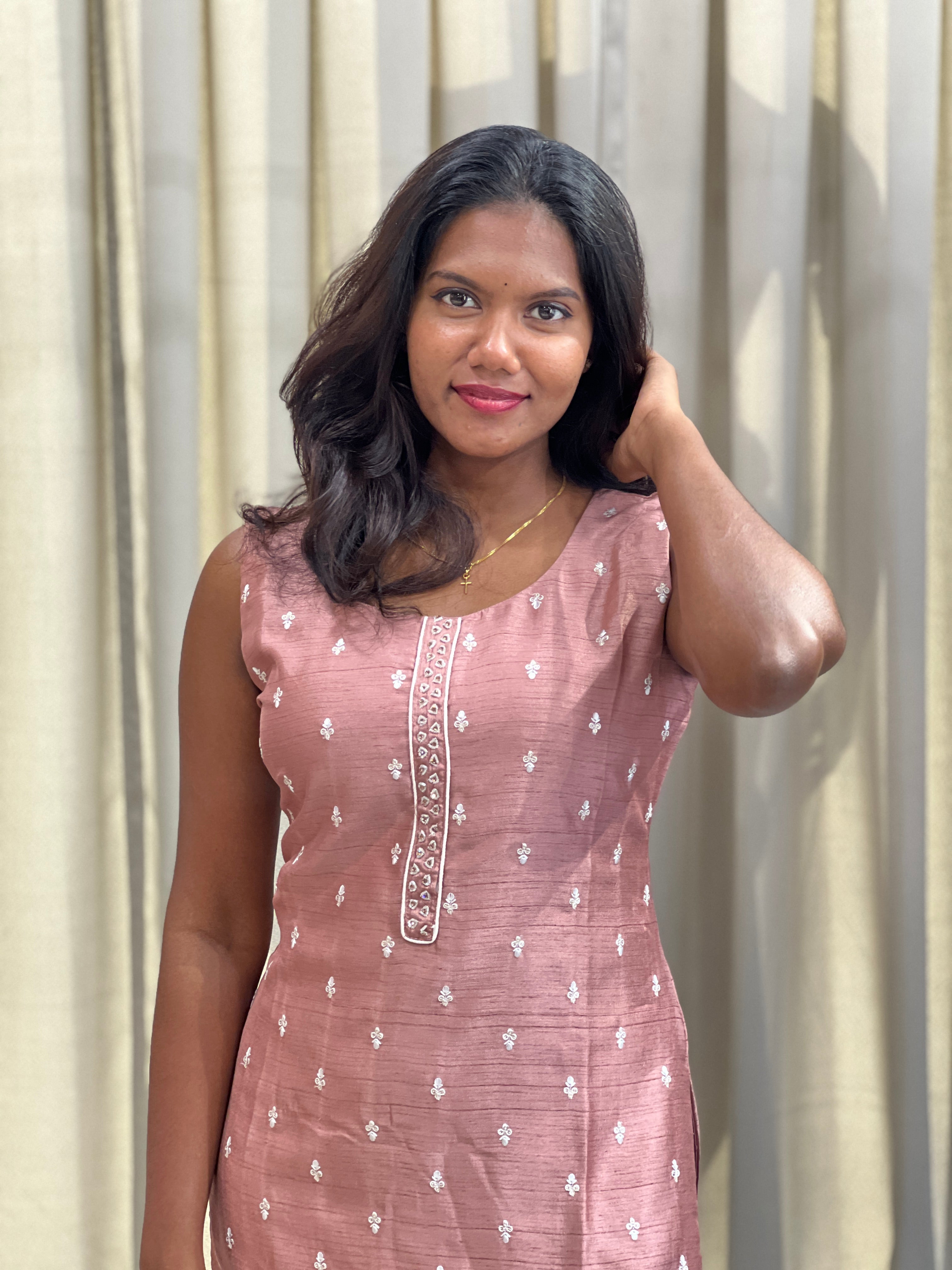 Embroidery Semi Tussar Kurta | NAI109