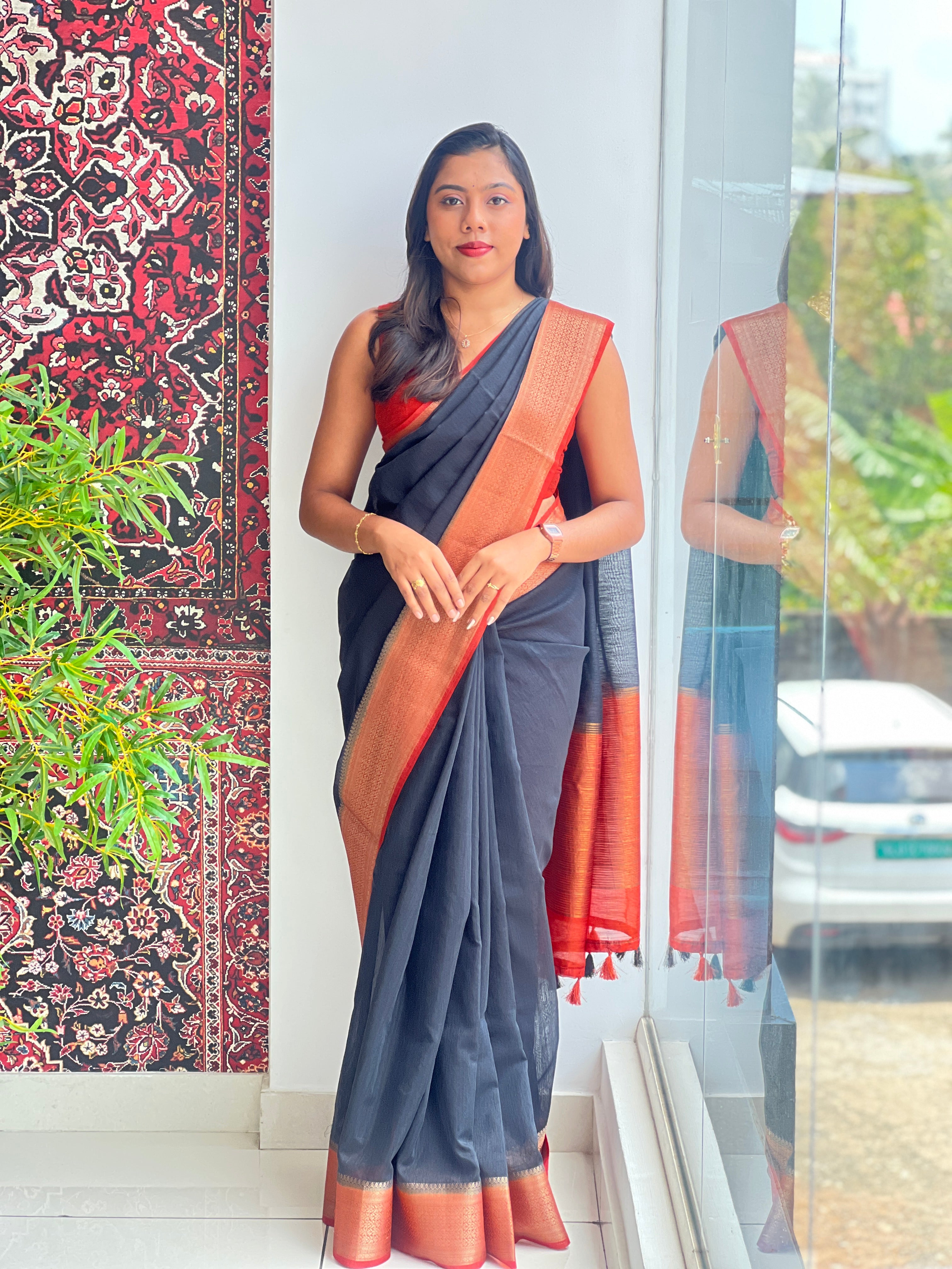 Zari Weaving Border Pattern Cotton Silk Saree | ZSS335