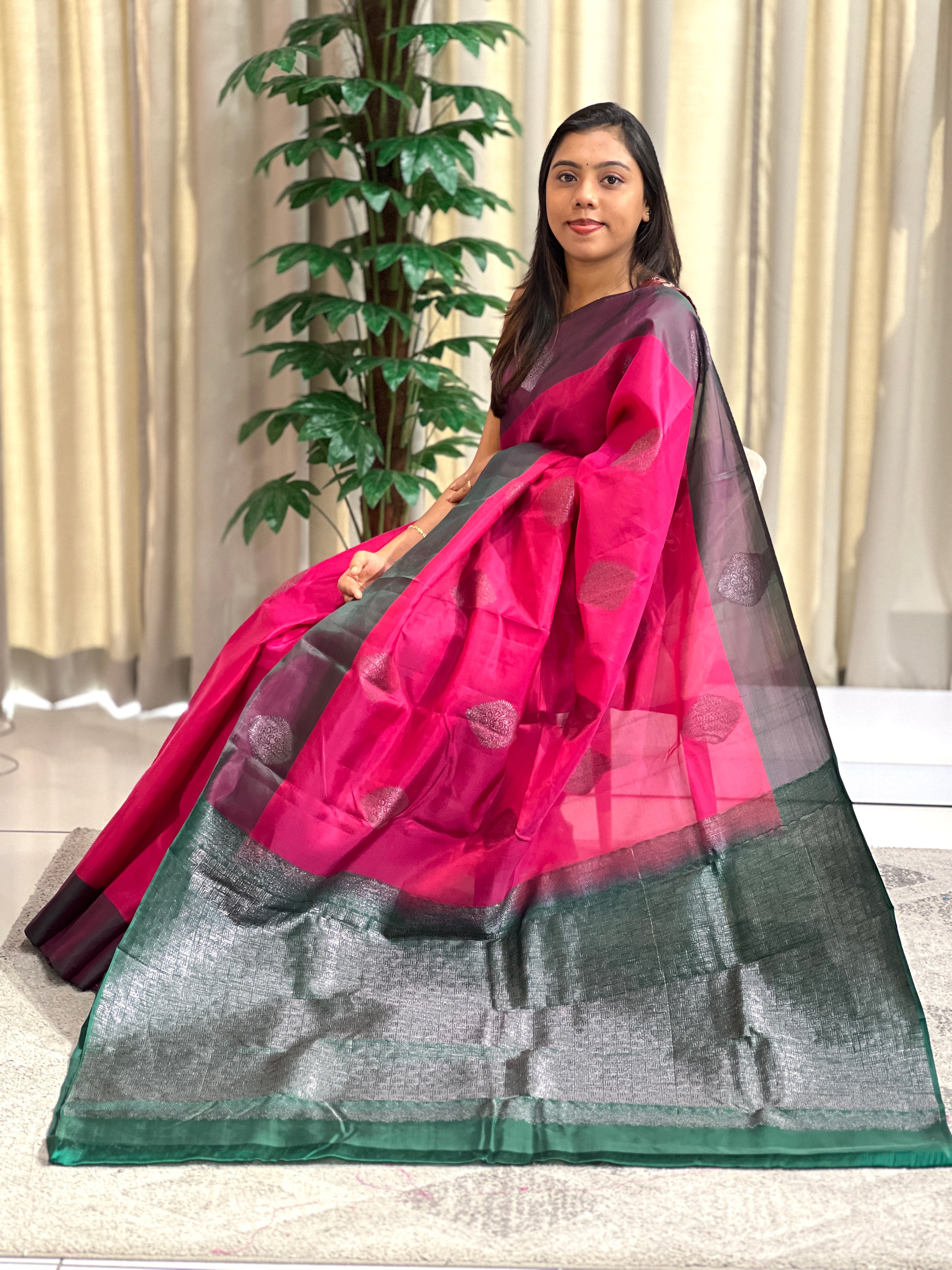 Soft Silk Saree With Contrast Borders | RAT111