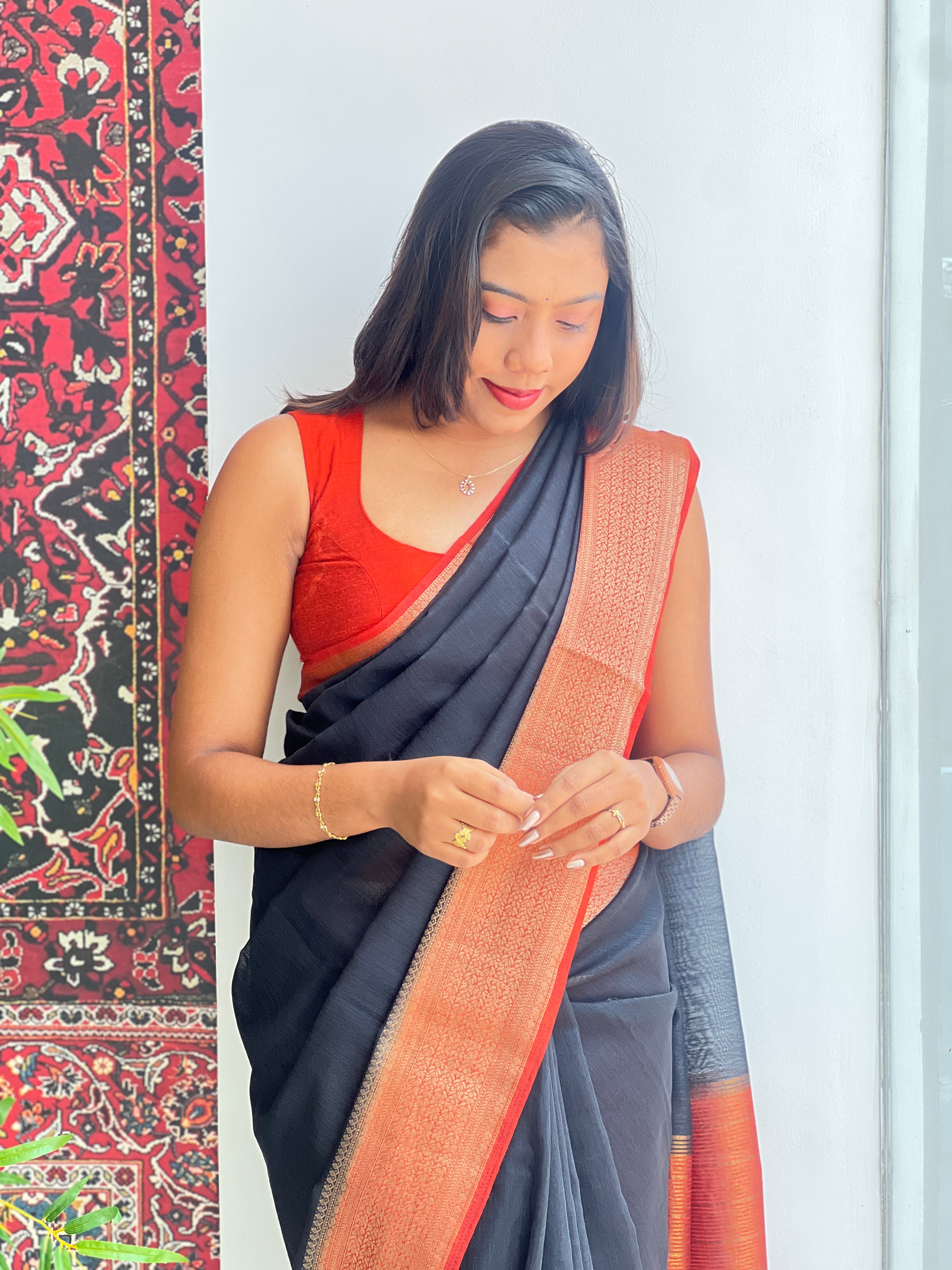 Zari Weaving Border Pattern Cotton Silk Saree | ZSS335