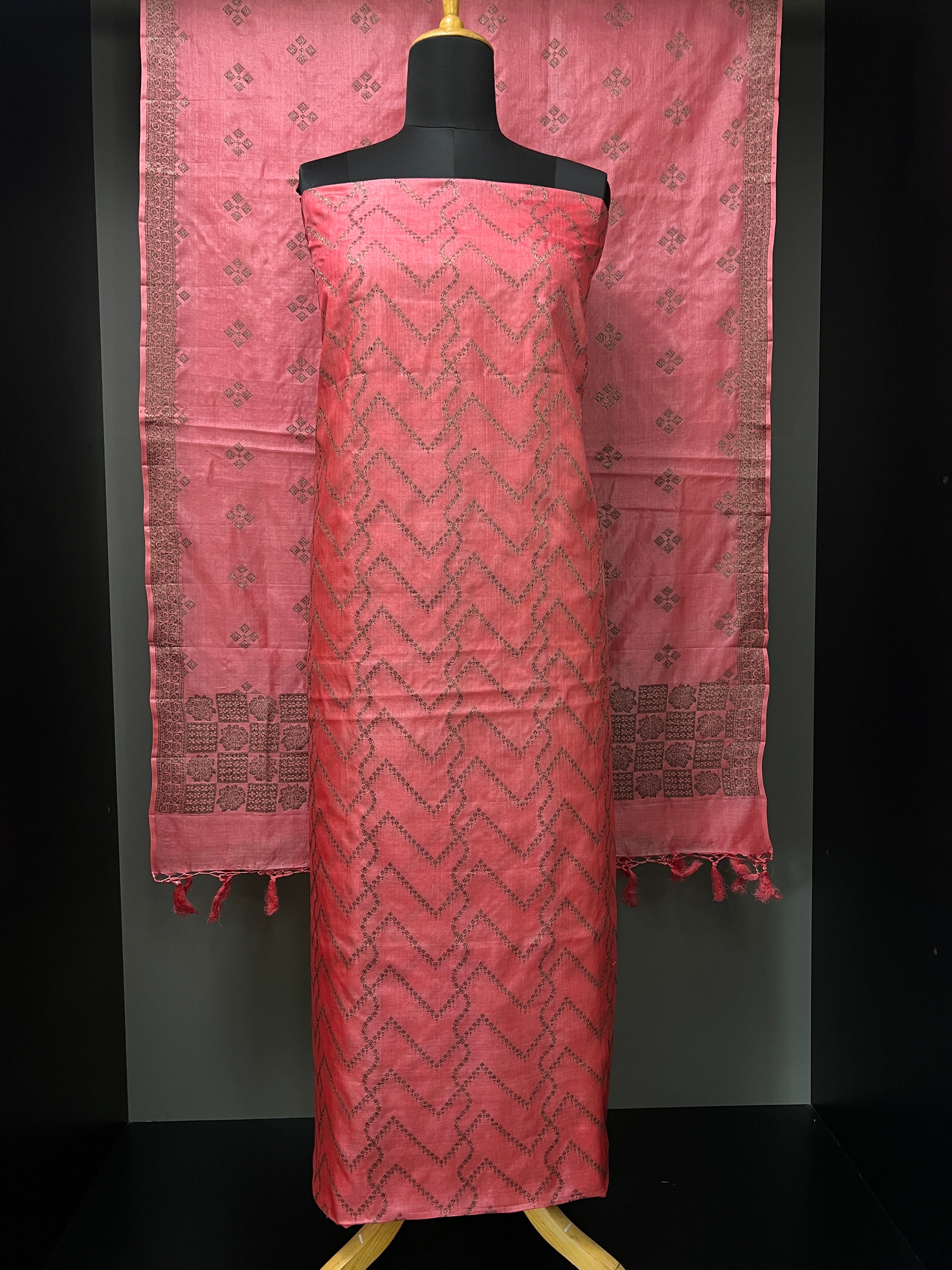 Zigzag Pattern Pure Tussar Salwar Set | FC158