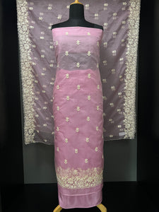 Machine Embroidery Organza Salwar Set  | ZAH122