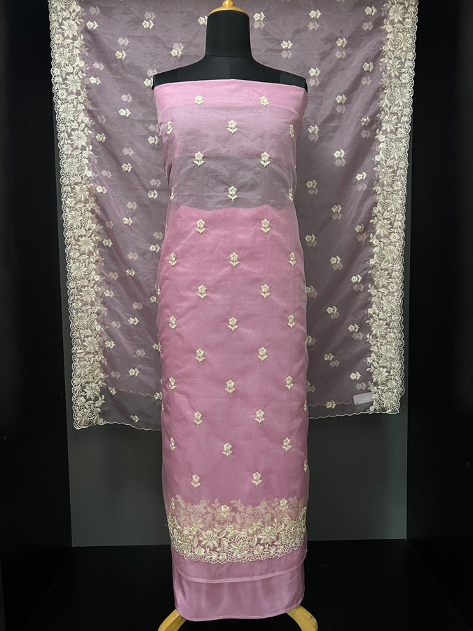 Machine Embroidery Organza Salwar Set  | ZAH122