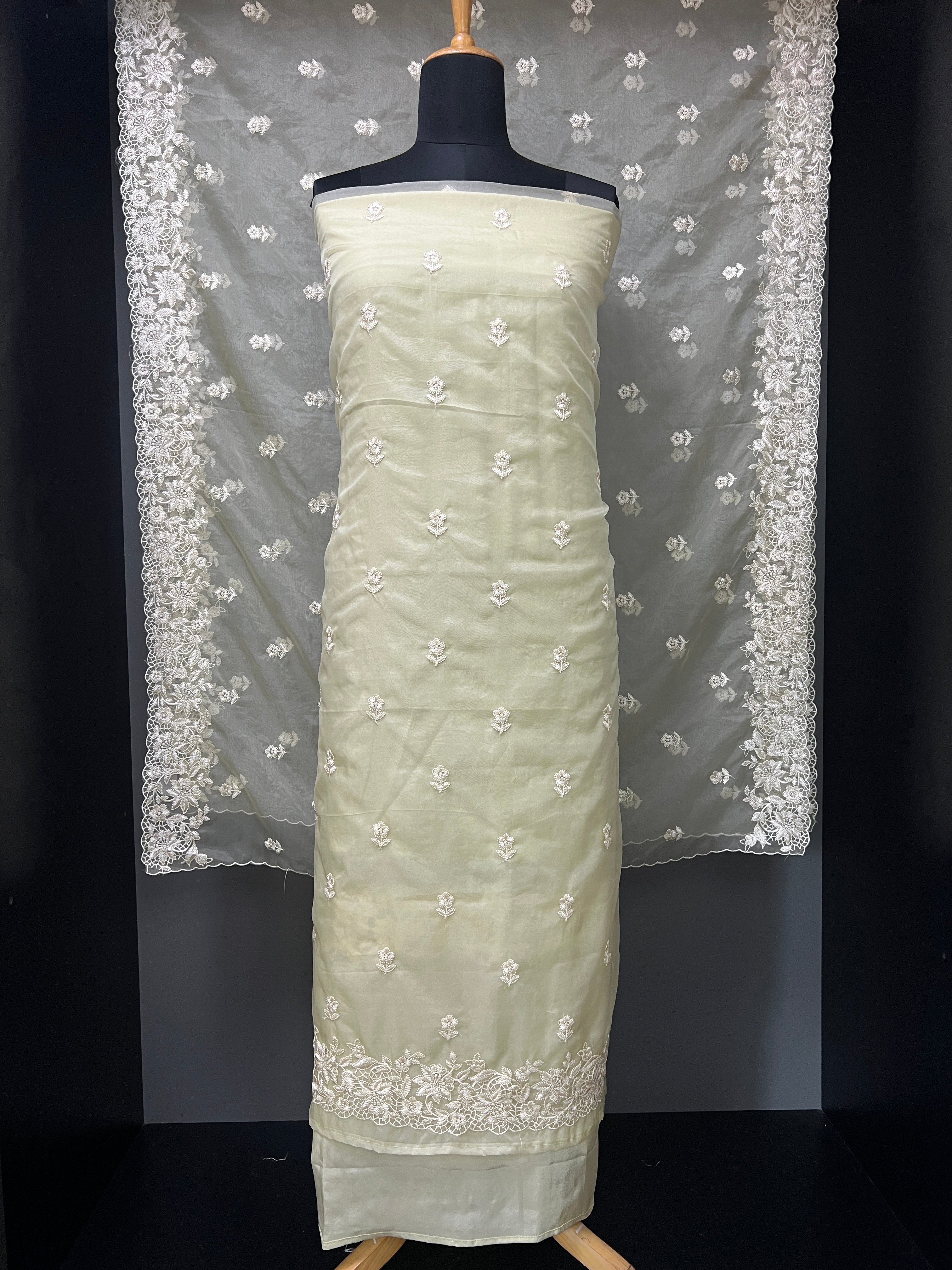 Machine Embroidery Silk Organza Salwar Set | ZAH120