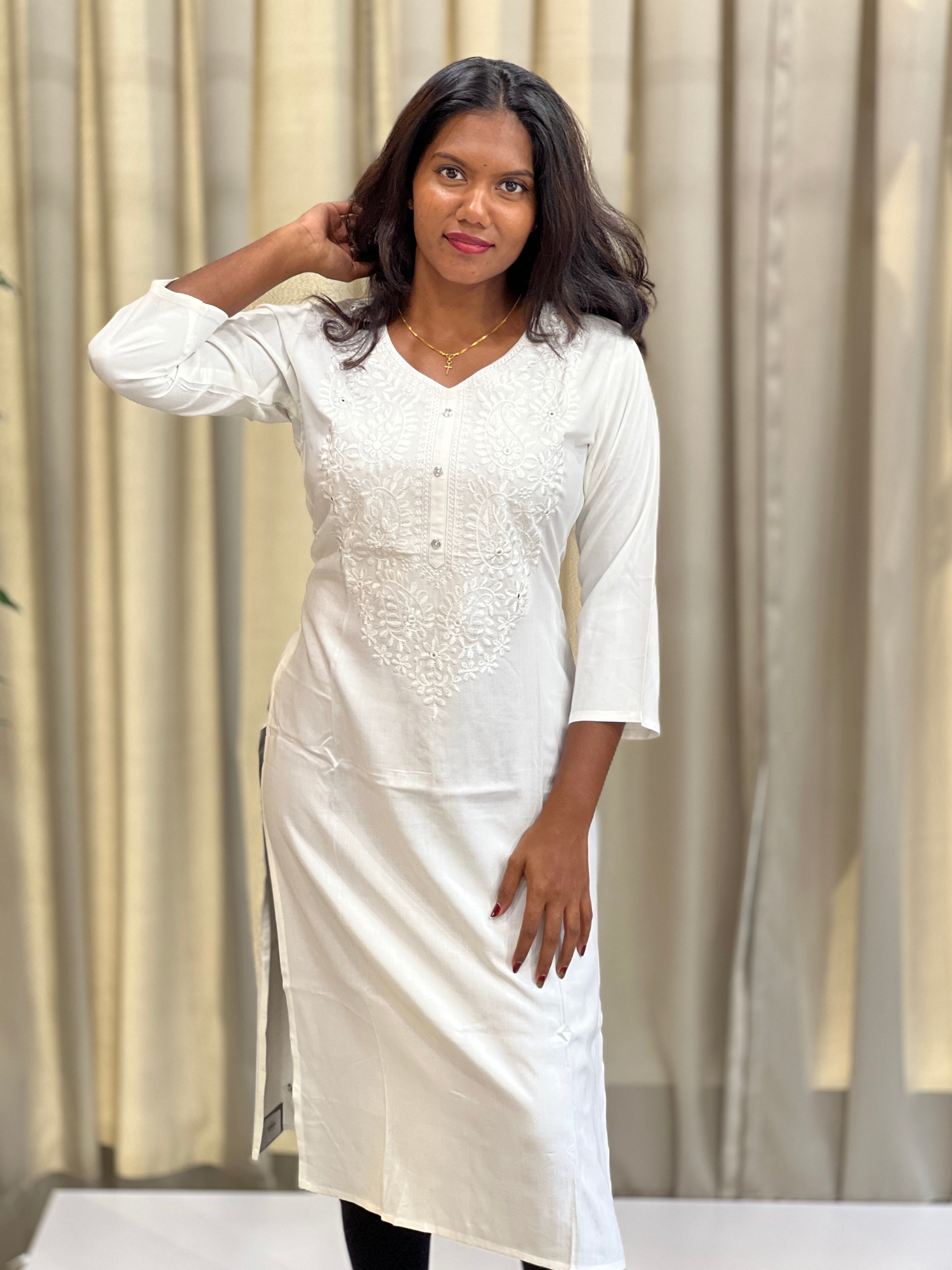 Chikankari Embroidery Rayon Kurta |  PGI112