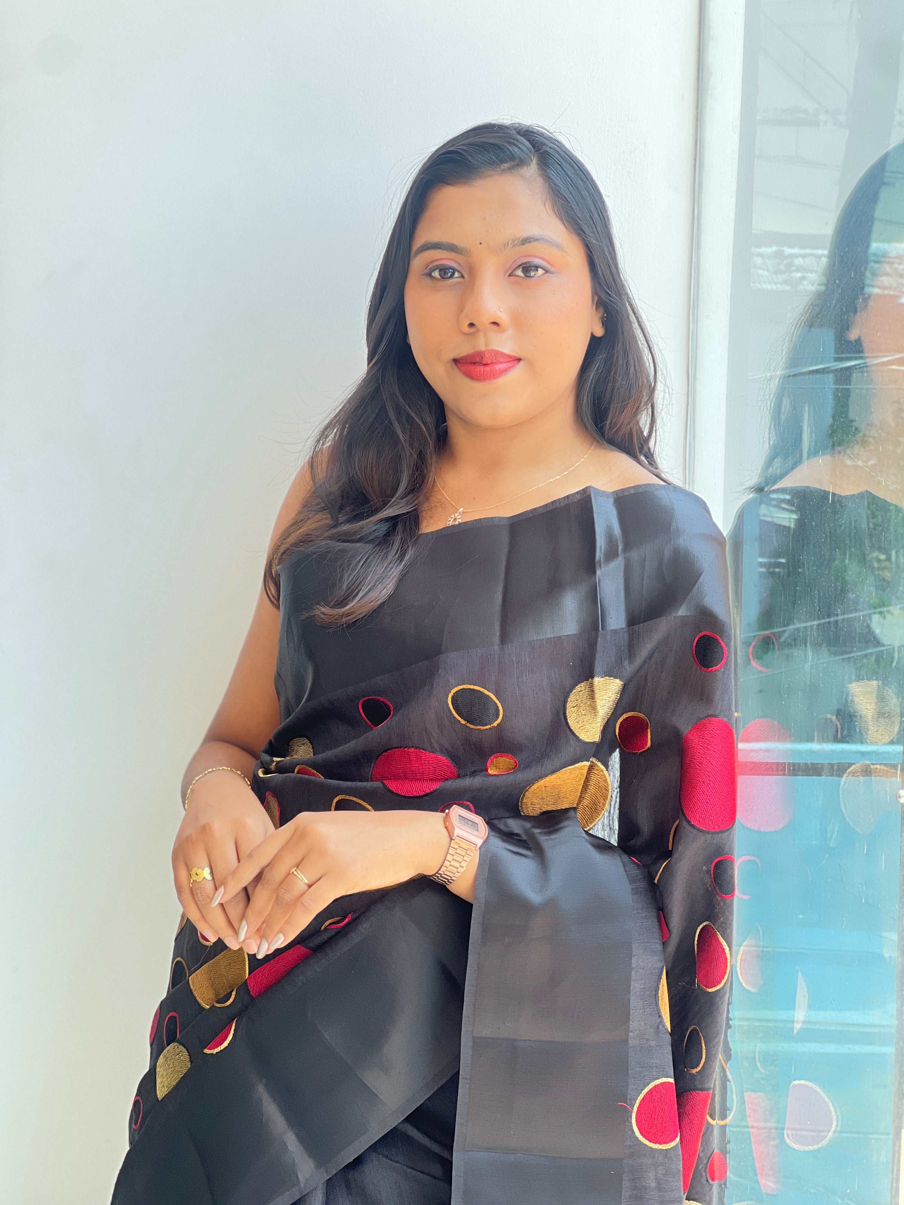 Polka Pattern Green Silk Saree | ZSS455
