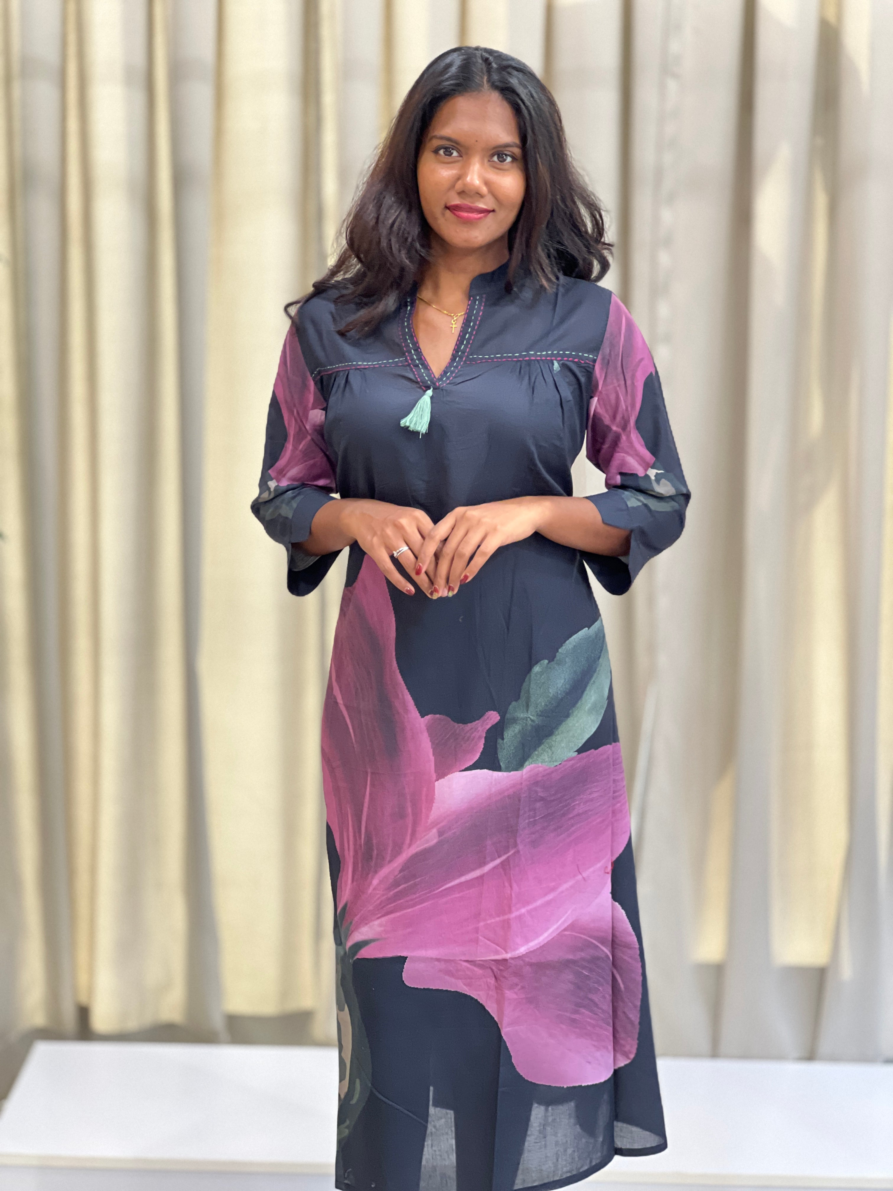 Floral Printed Pattern Cotton Kurta | PGI150