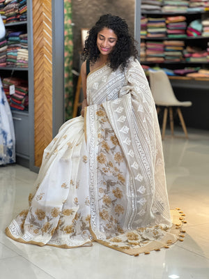 Embroidered Tussar Organza Saree | NLM134