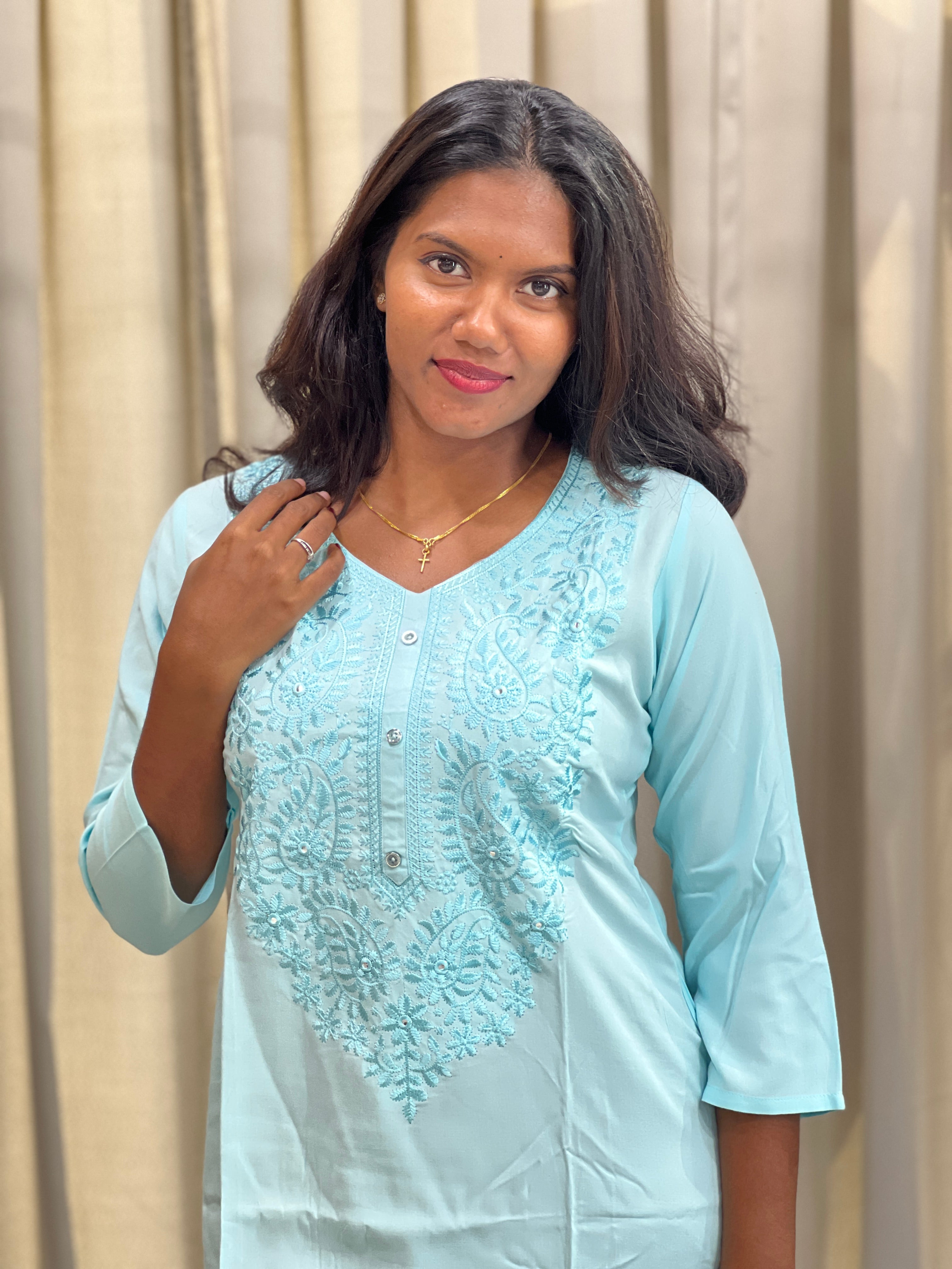 Chikankari Embroidery Rayon Kurta | PGI114
