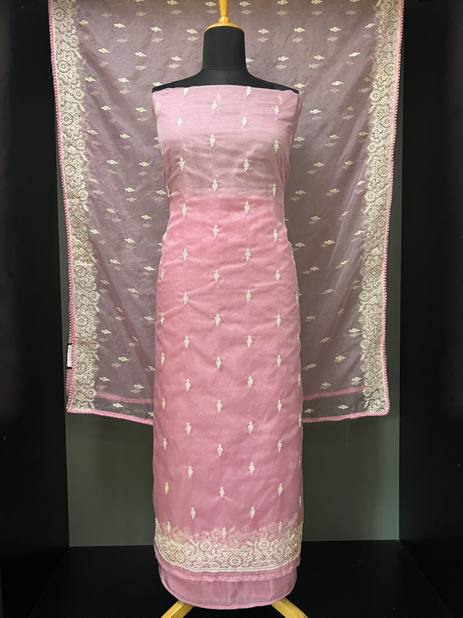 Machine Embroidery Organza Salwar Set  | ZAH125