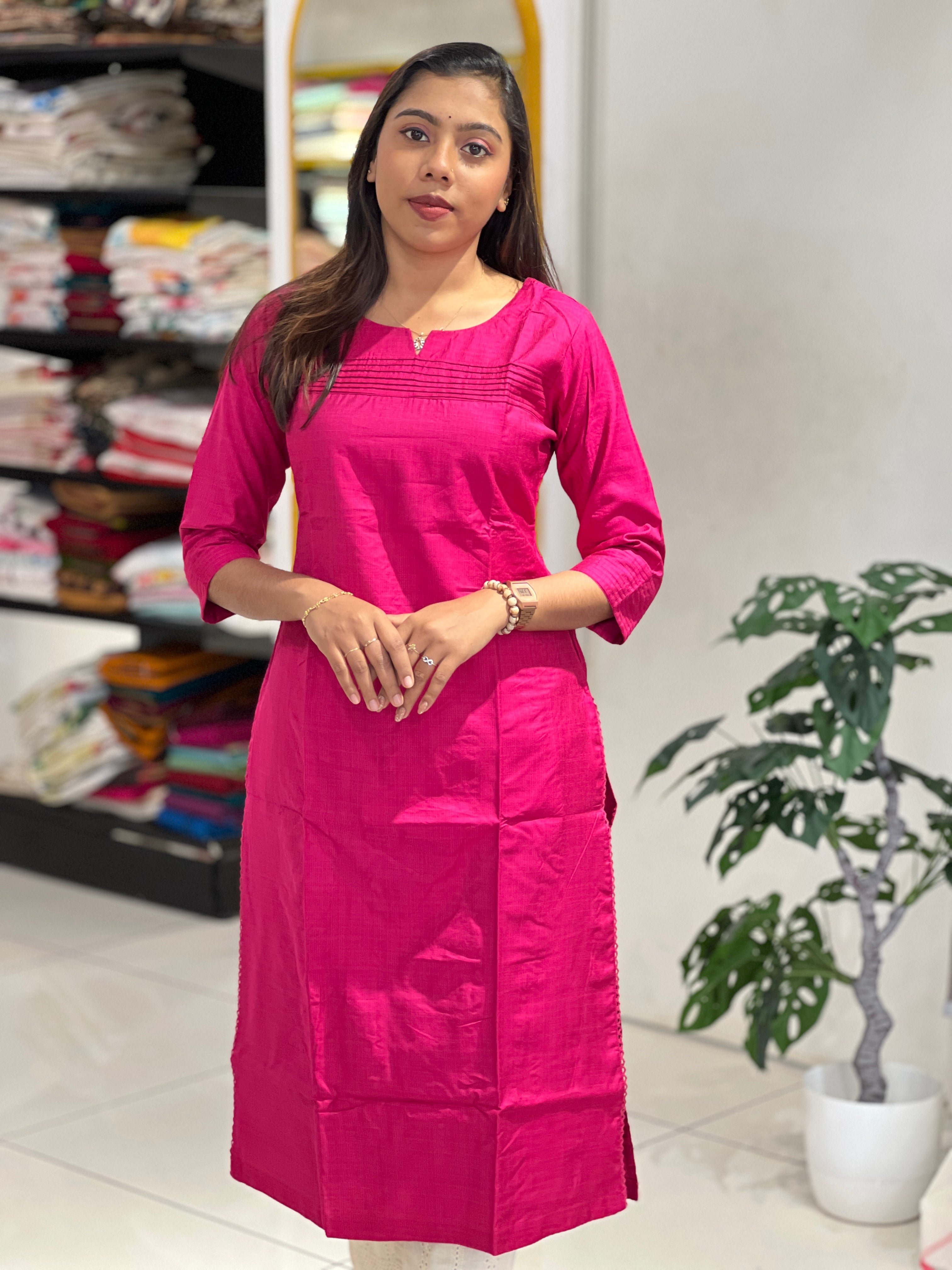 Pin Tuck Detailed Raw Cotton Kurta | SV288
