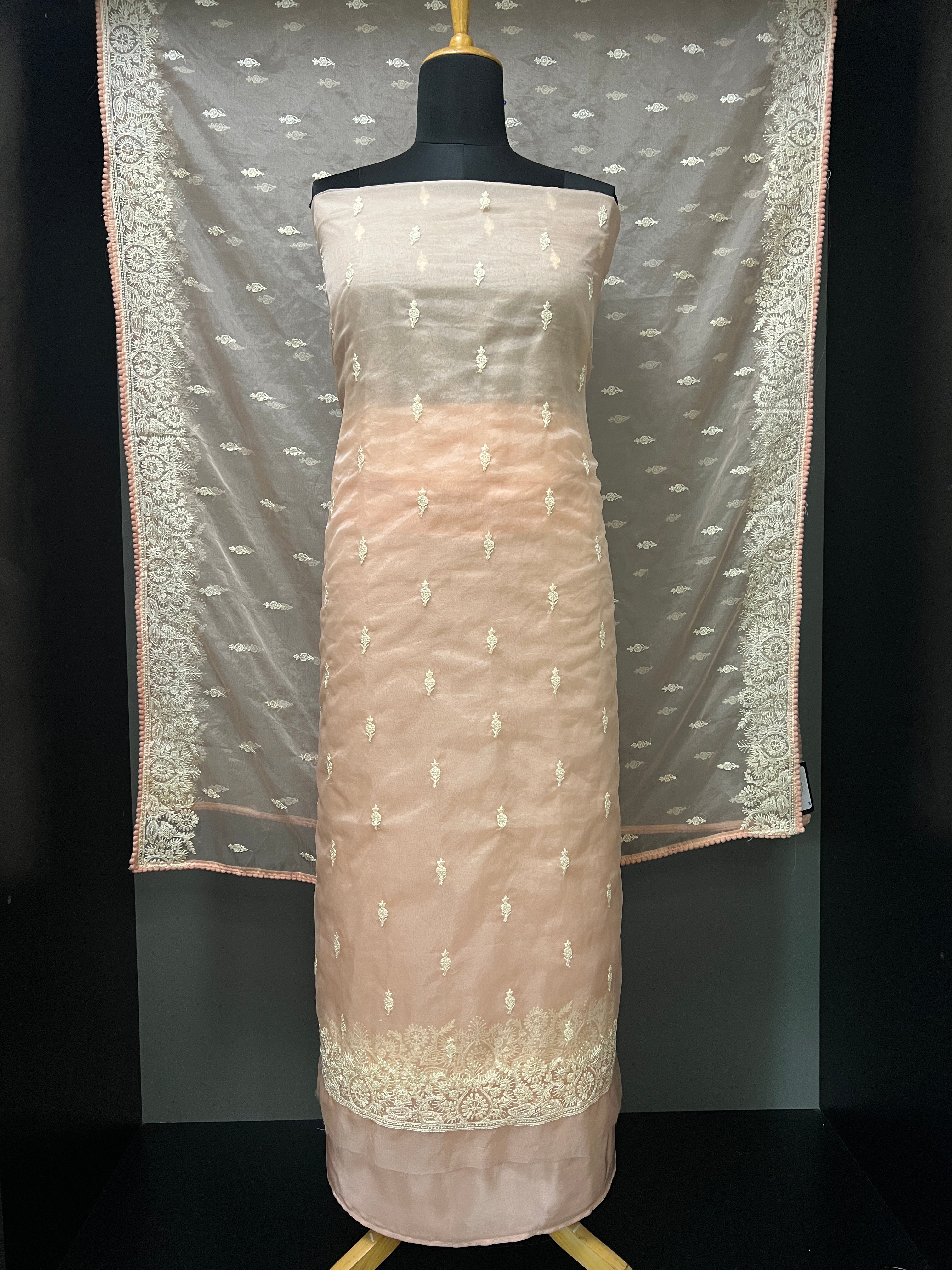 Machine  Embroidery Silk Organza Salwar Set | ZAH126
