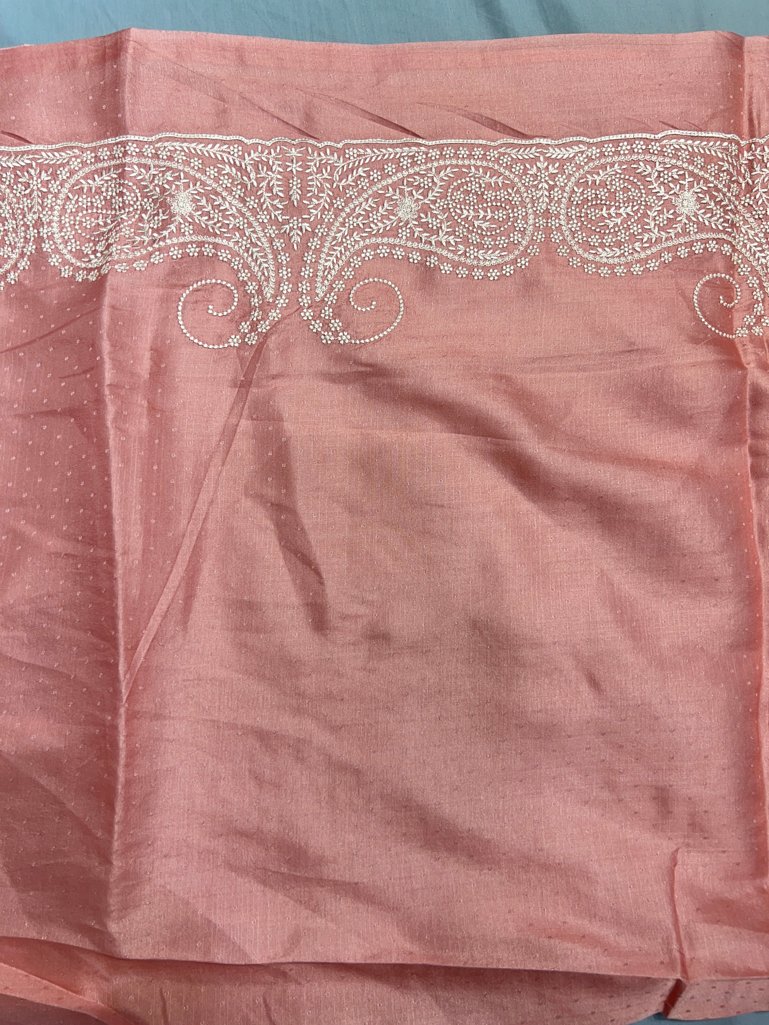 Point Embroidery Detailed Semi Tussar Saree | SUN520