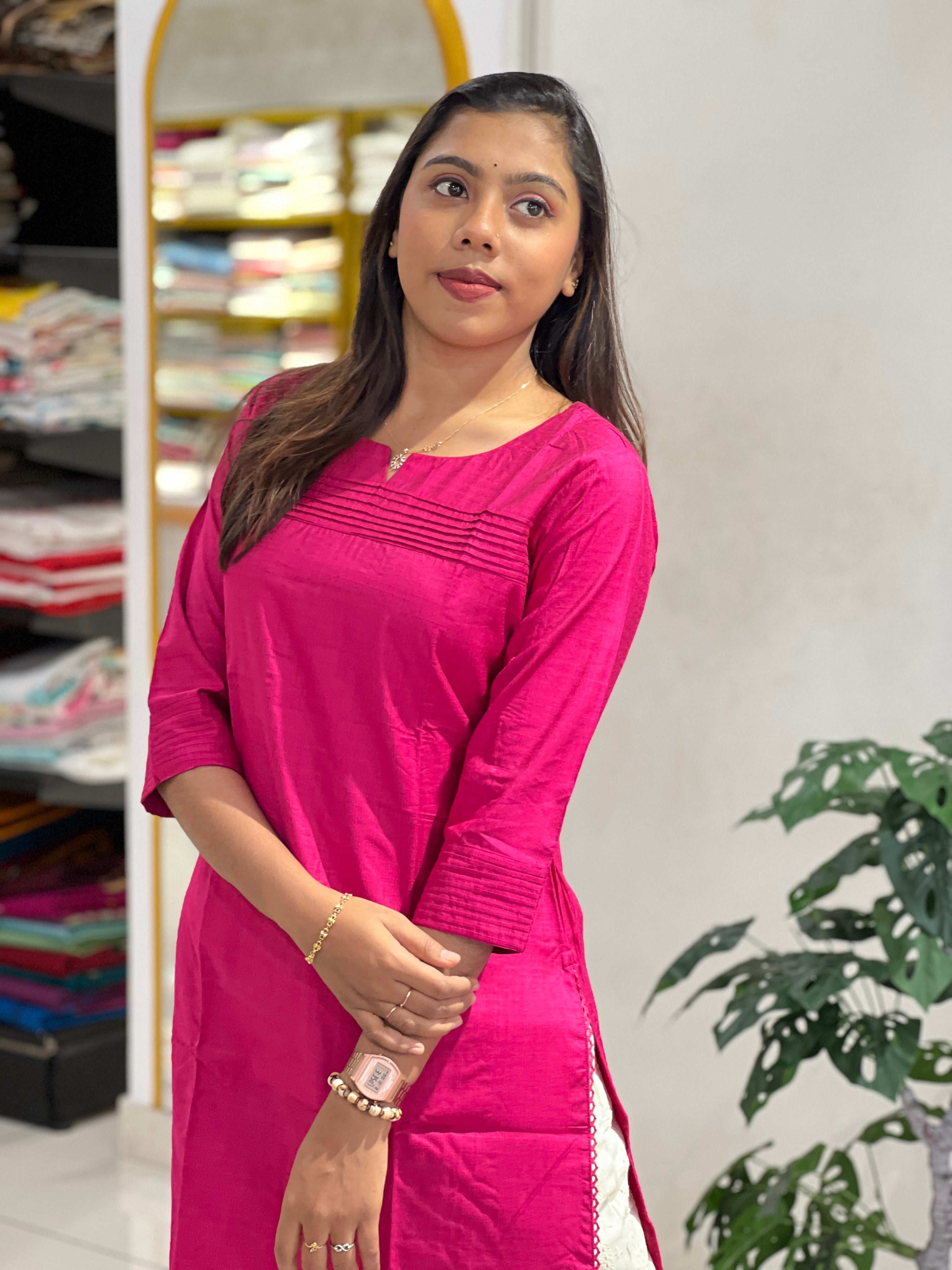 Pin Tuck Detailed Raw Cotton Kurta | SV288