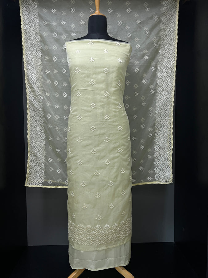 Machine Embroidery Organza Salwar Set  | ZAH127