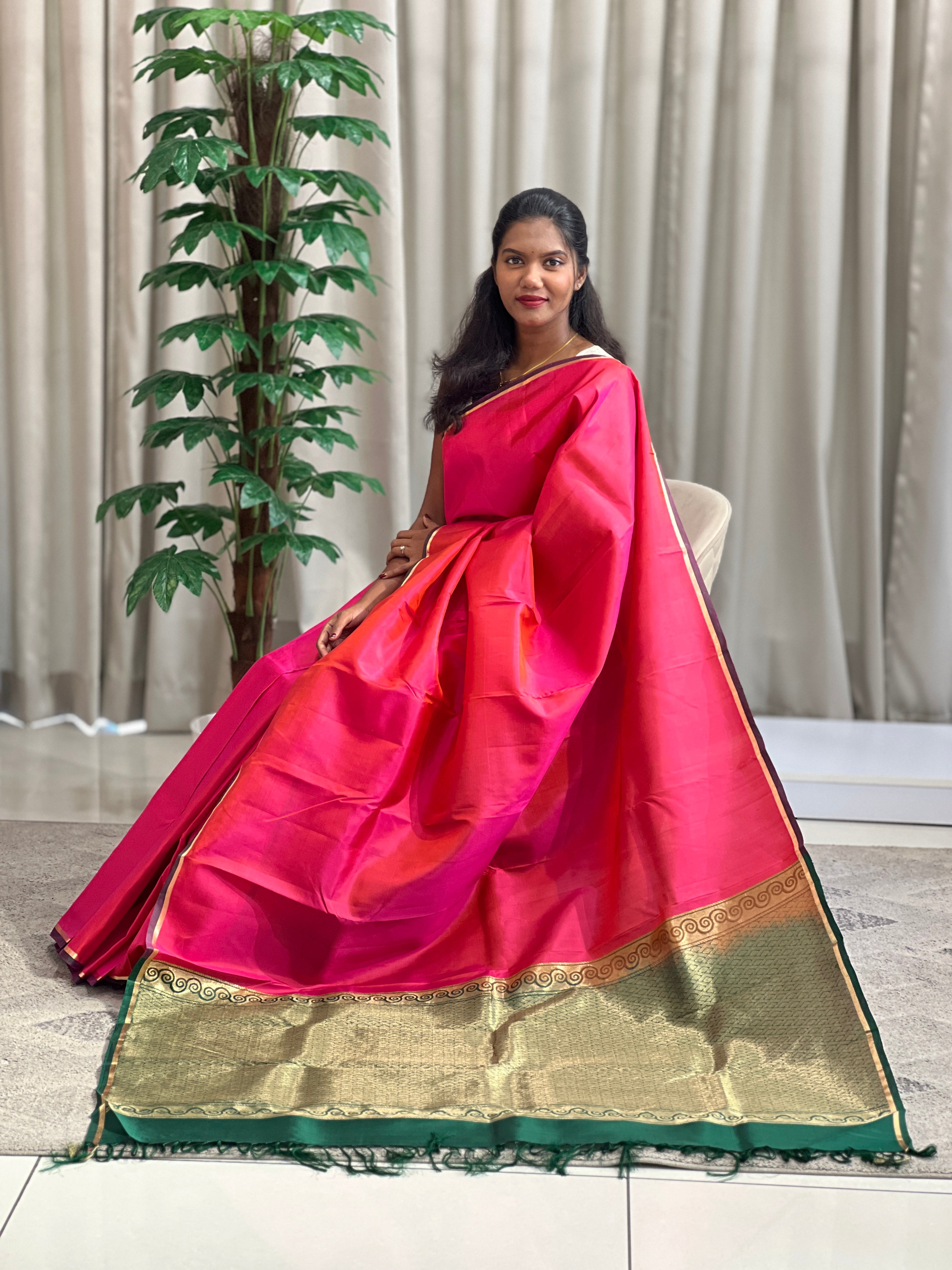 Solid Thin Border Pattern Soft Silk Saree | SMT147
