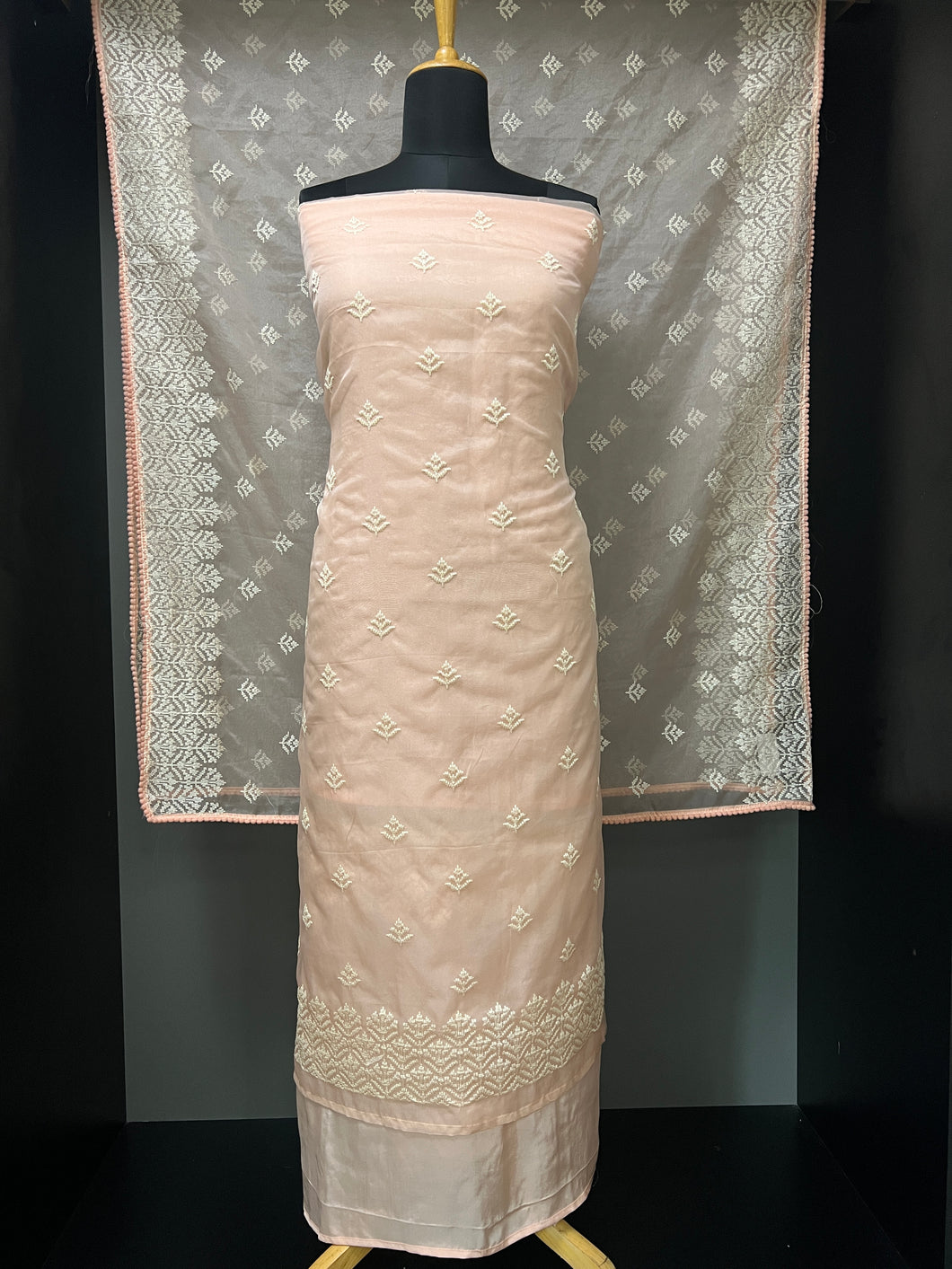 Machine Embroidery Organza Salwar Set | ZAH130