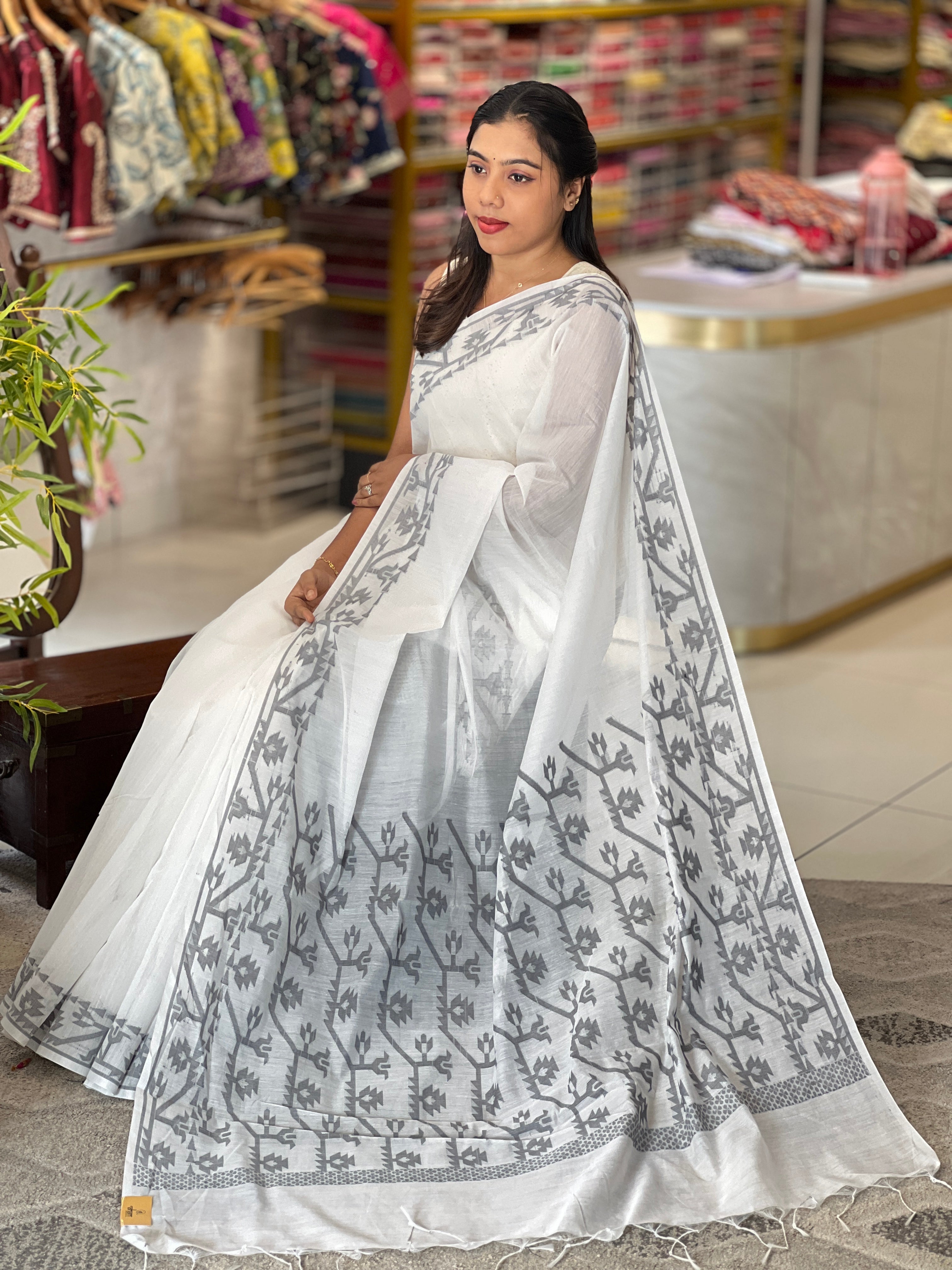 Jamdani Woven Chanderi Finish Saree | PKS215