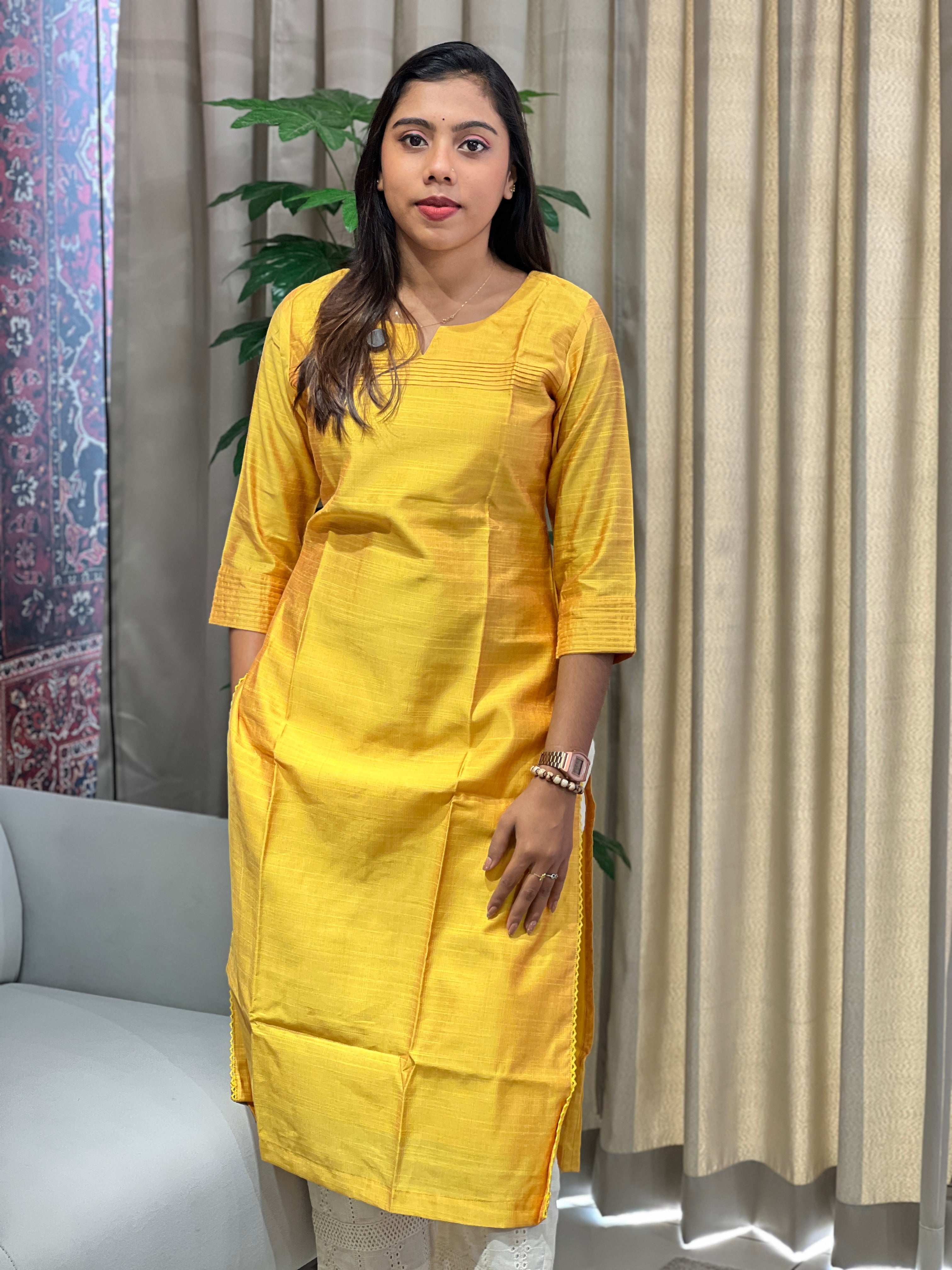 Pin Tuck Detailed Raw Cotton Kurta | SV287