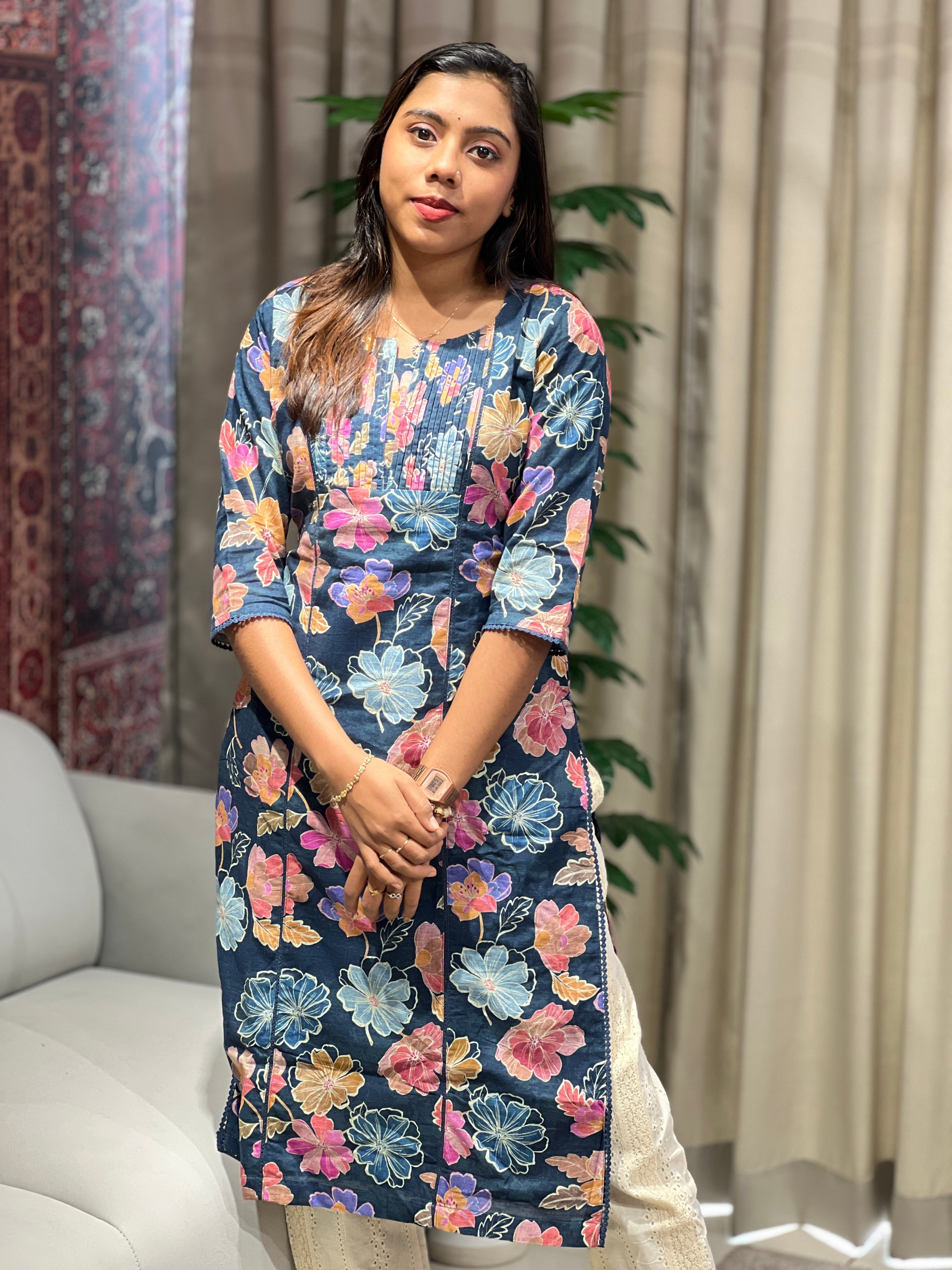 Floral Printed Cotton Kurta | SV291