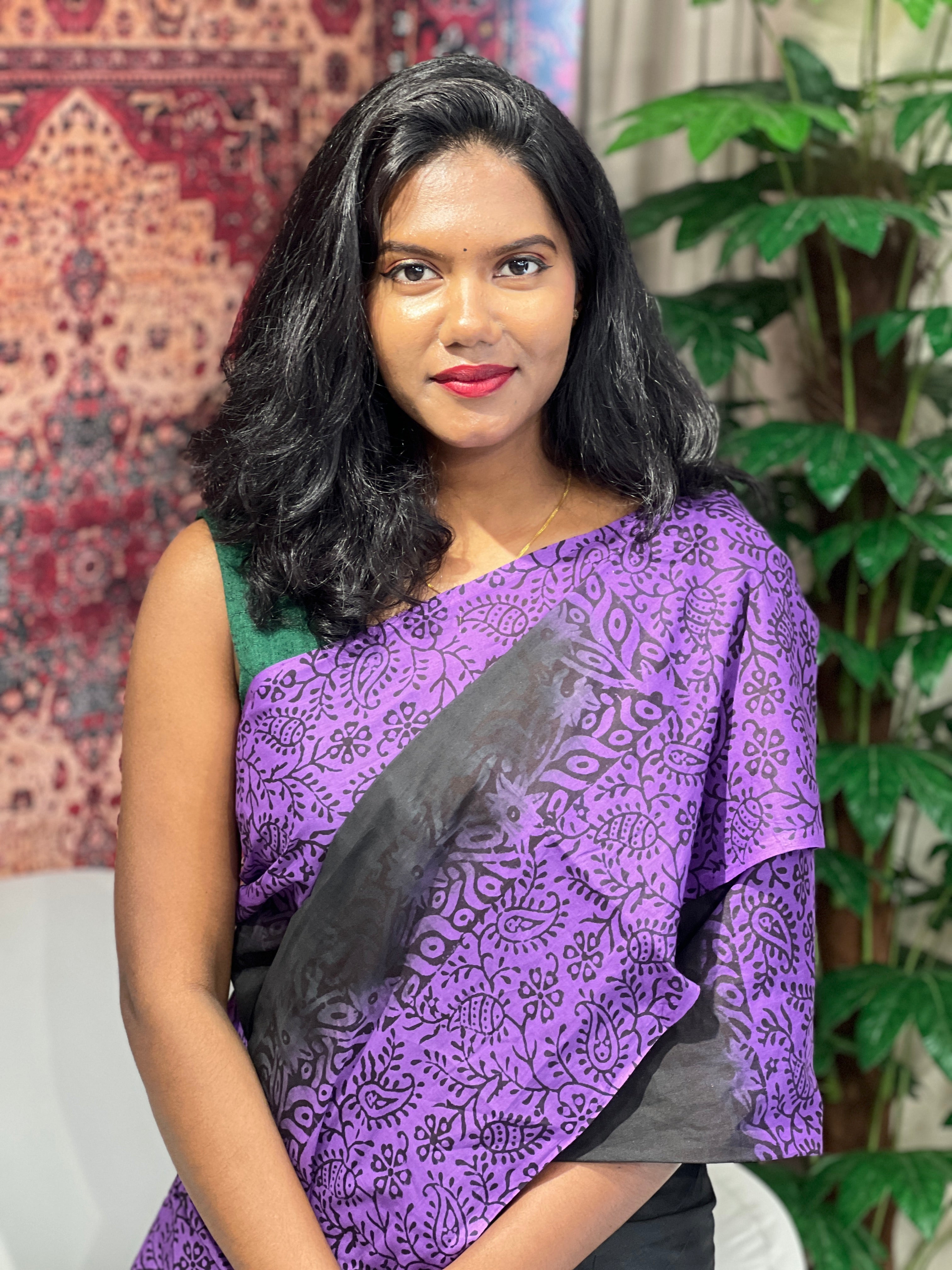 Hand Block Printed Cotton Saree | SSF1373