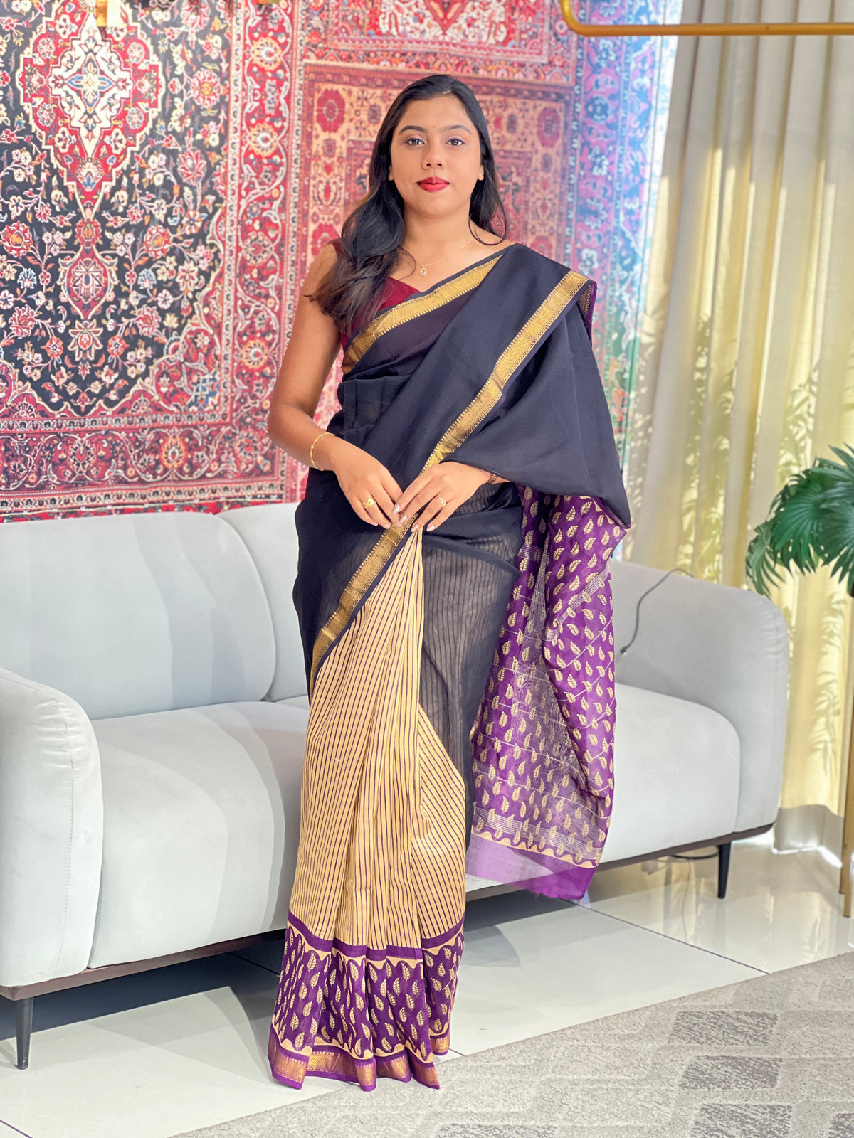 Mangalgiri Border Detailed Chanderi Saree | VFC586