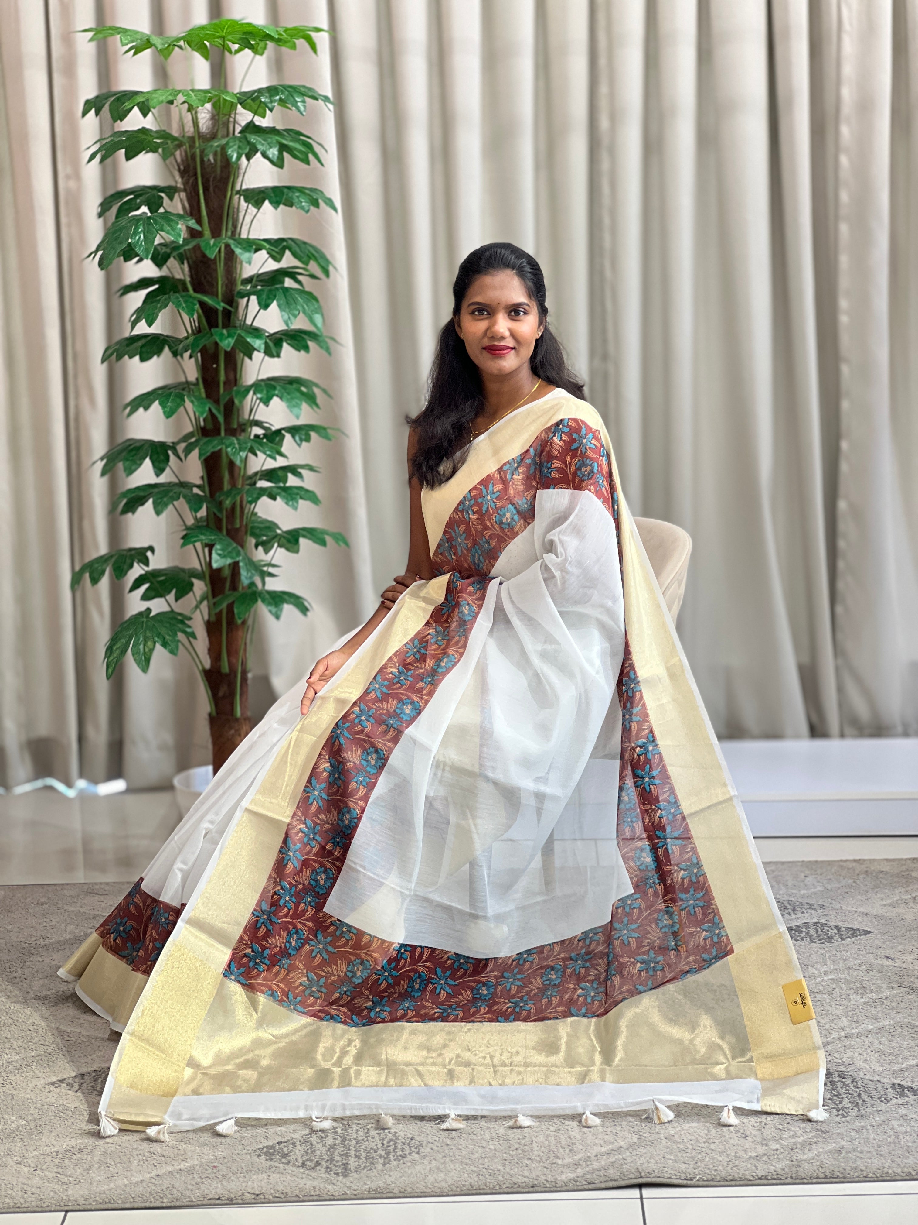 Digital Printed Chanderi Saree | MR492