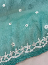 Embroidery Detailed Crushed Organza Saree | SHC197