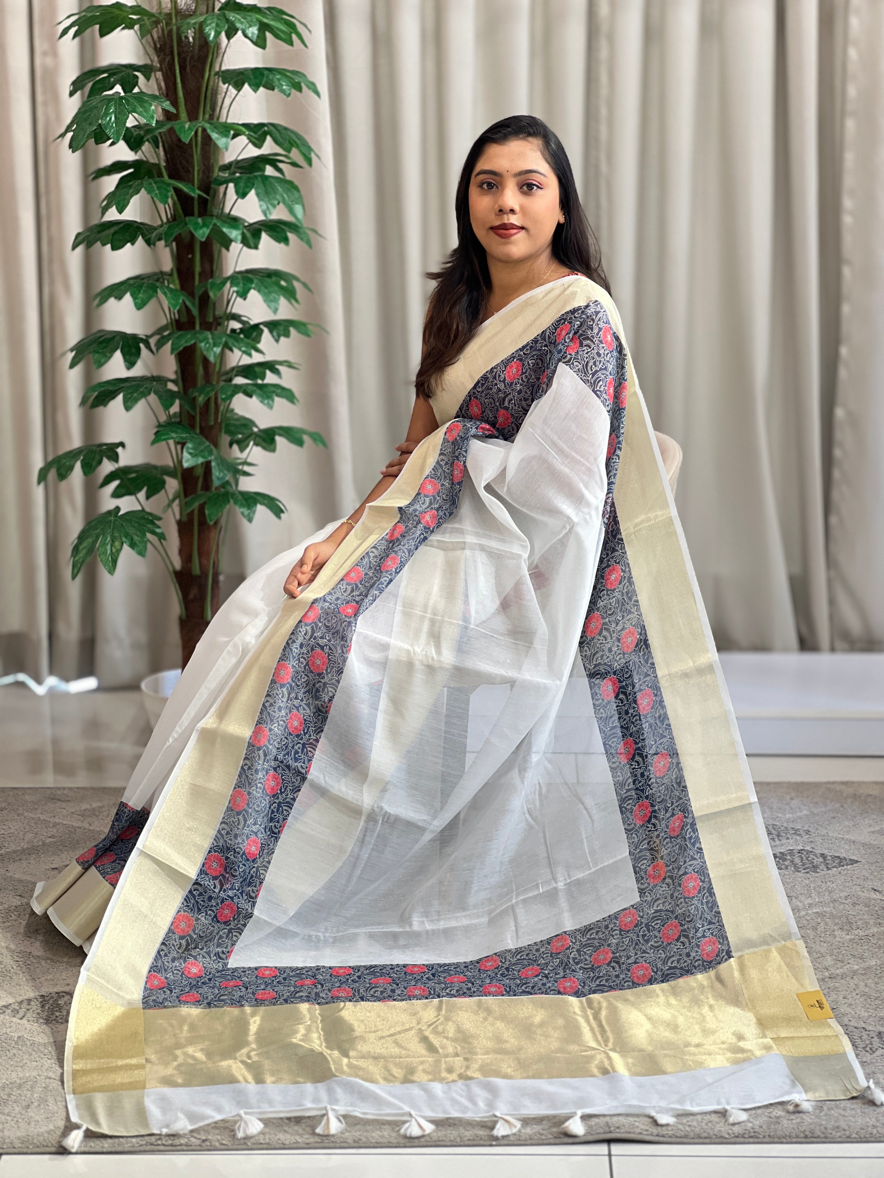 Floral Digital Printed Chanderi Saree | MR494