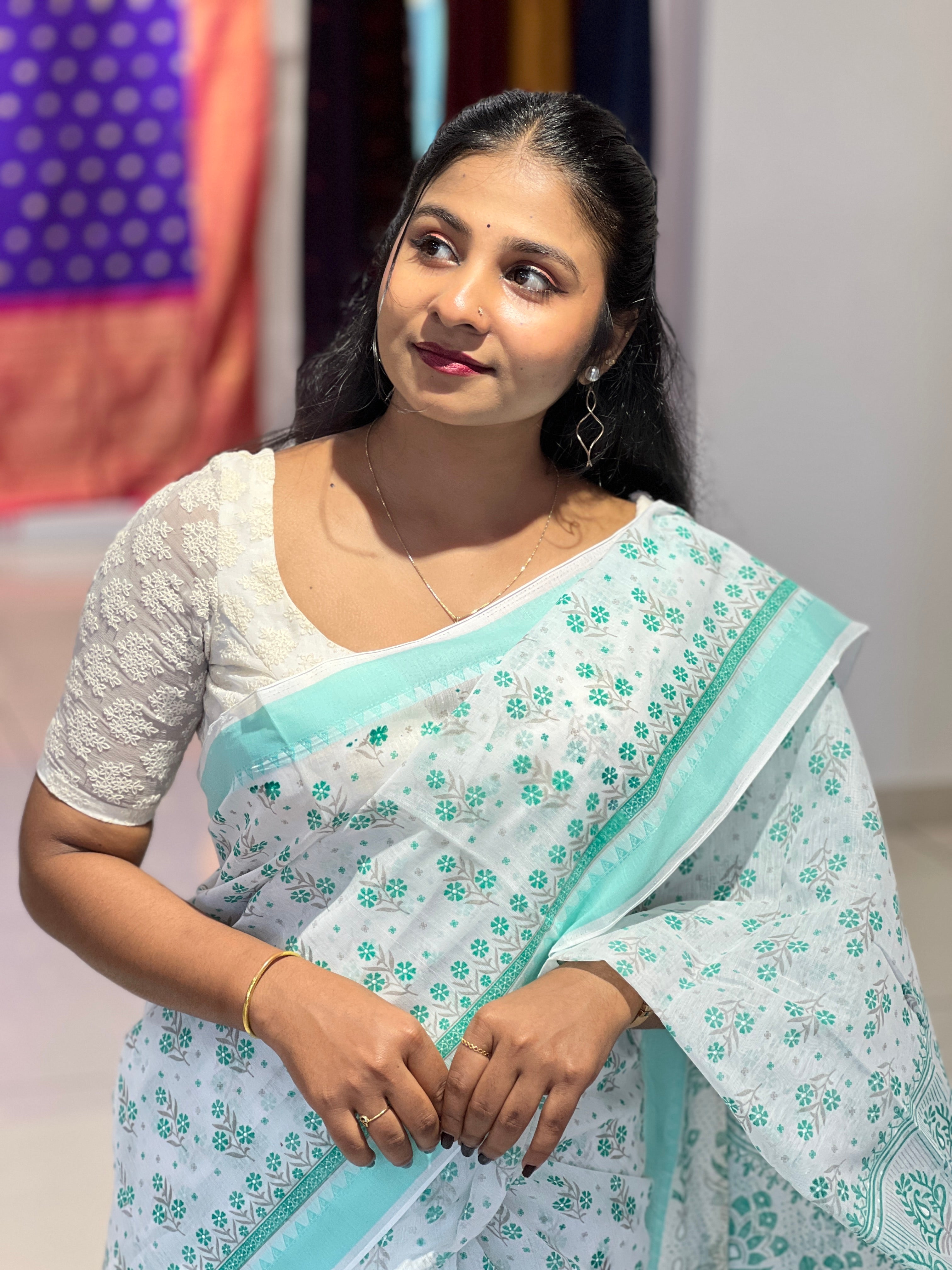 Floral Printed Cotton Saree | VDA211