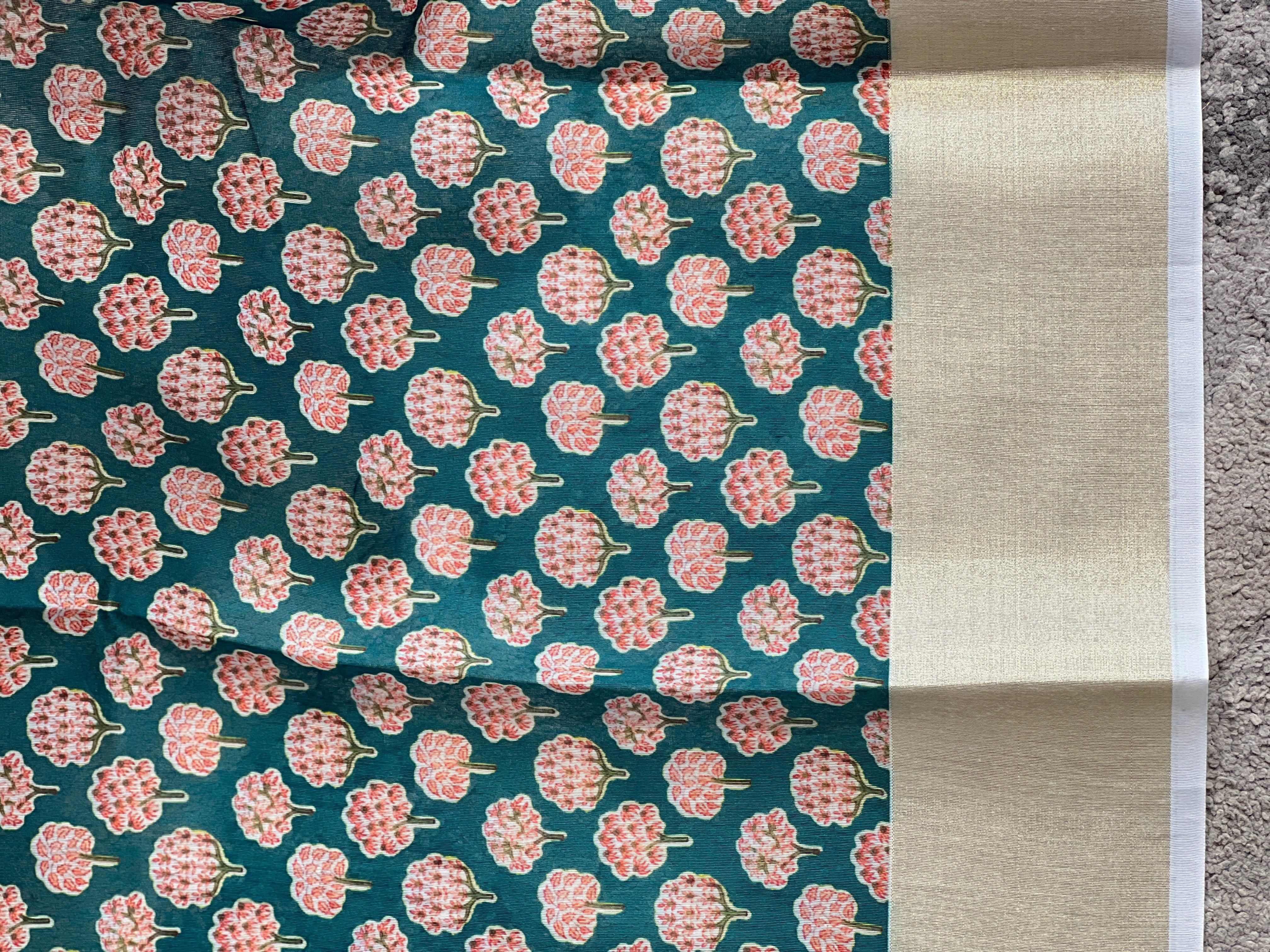 Kalamkari Printed Pattern Chanderi Saree | MR491