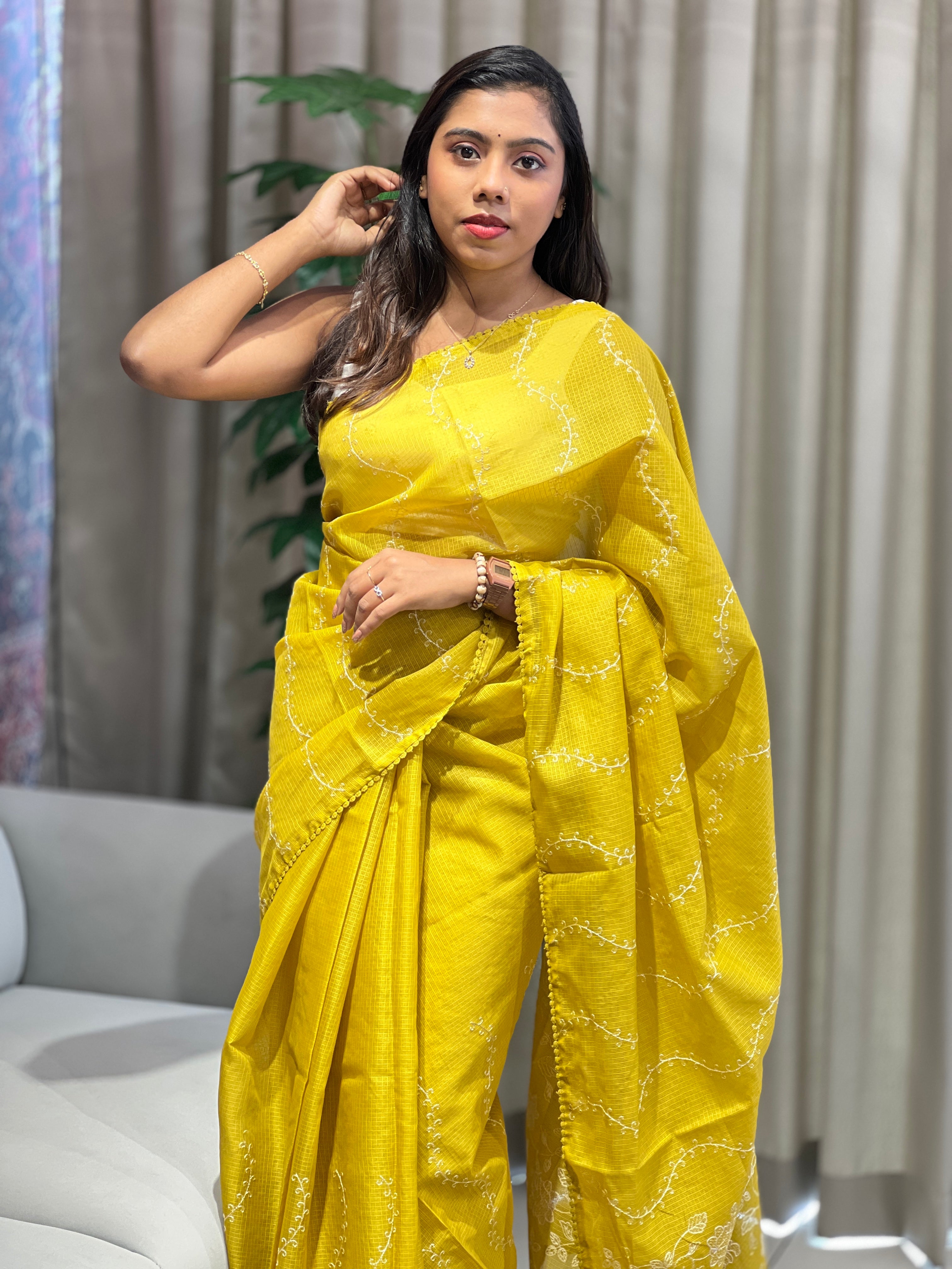 Embroidery Detailed Silky Kota Saree | BLD2046