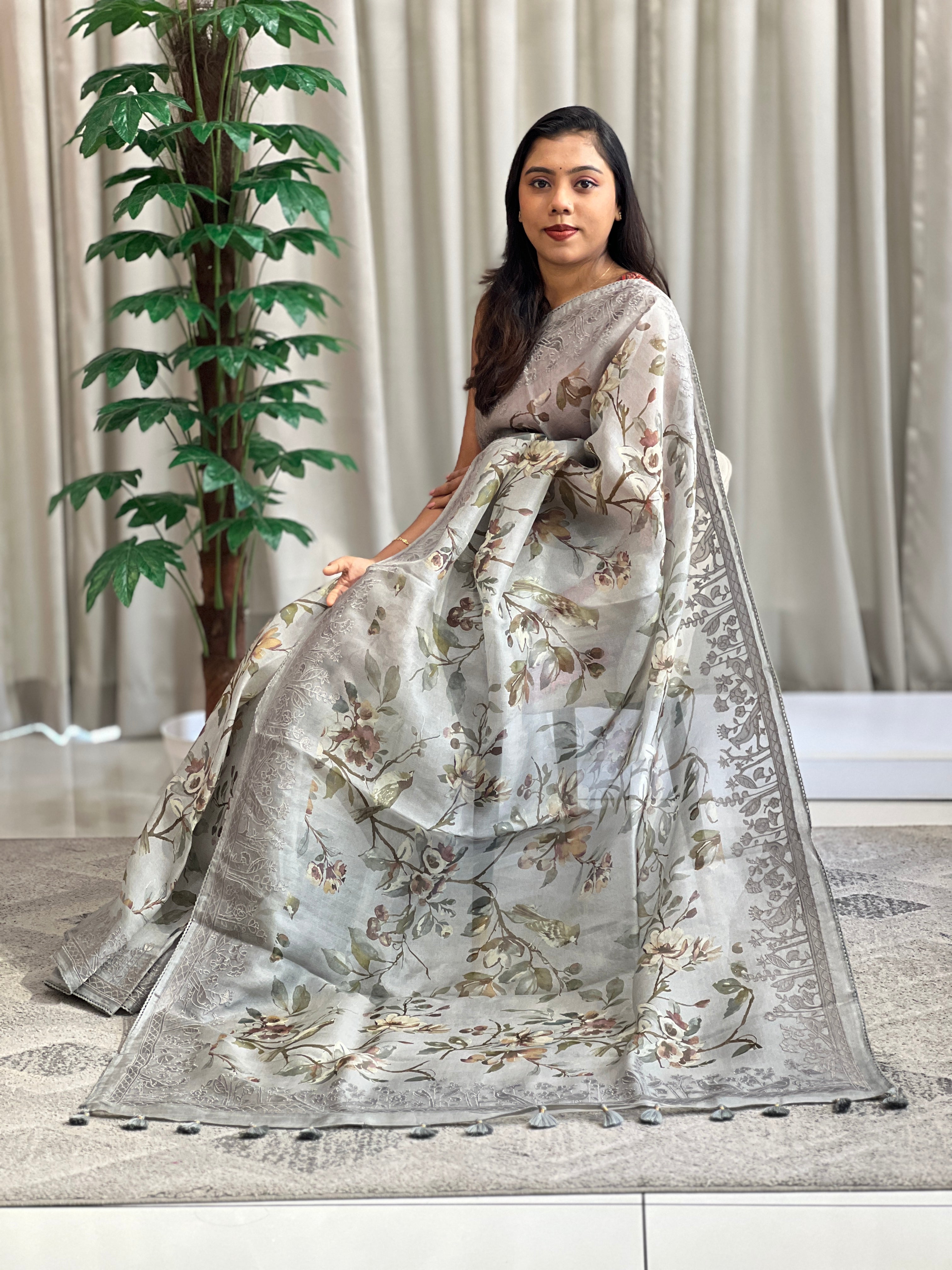 Floral Pattern Organza Saree | SMC204