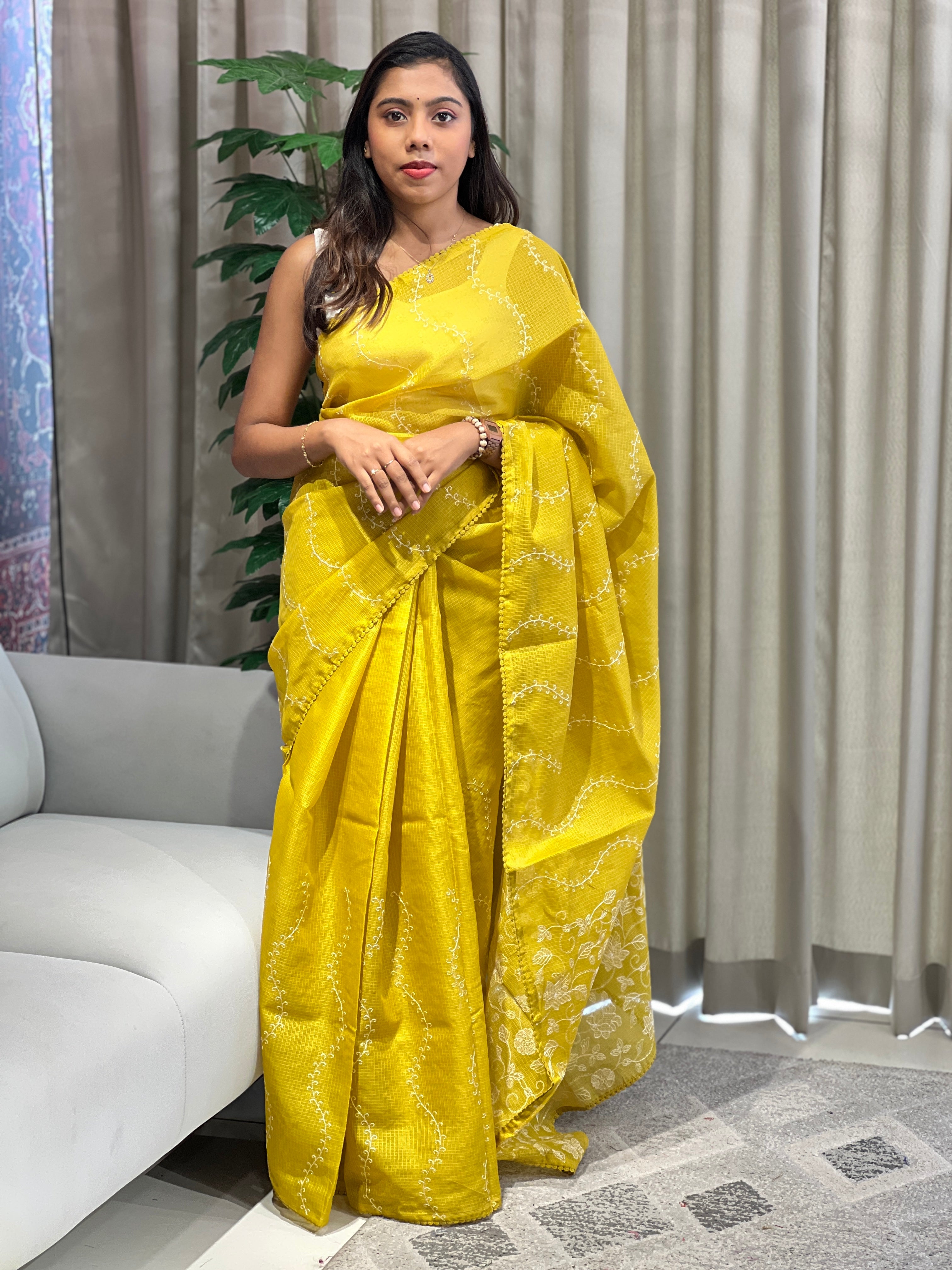 Embroidery Detailed Silky Kota Saree | BLD2046