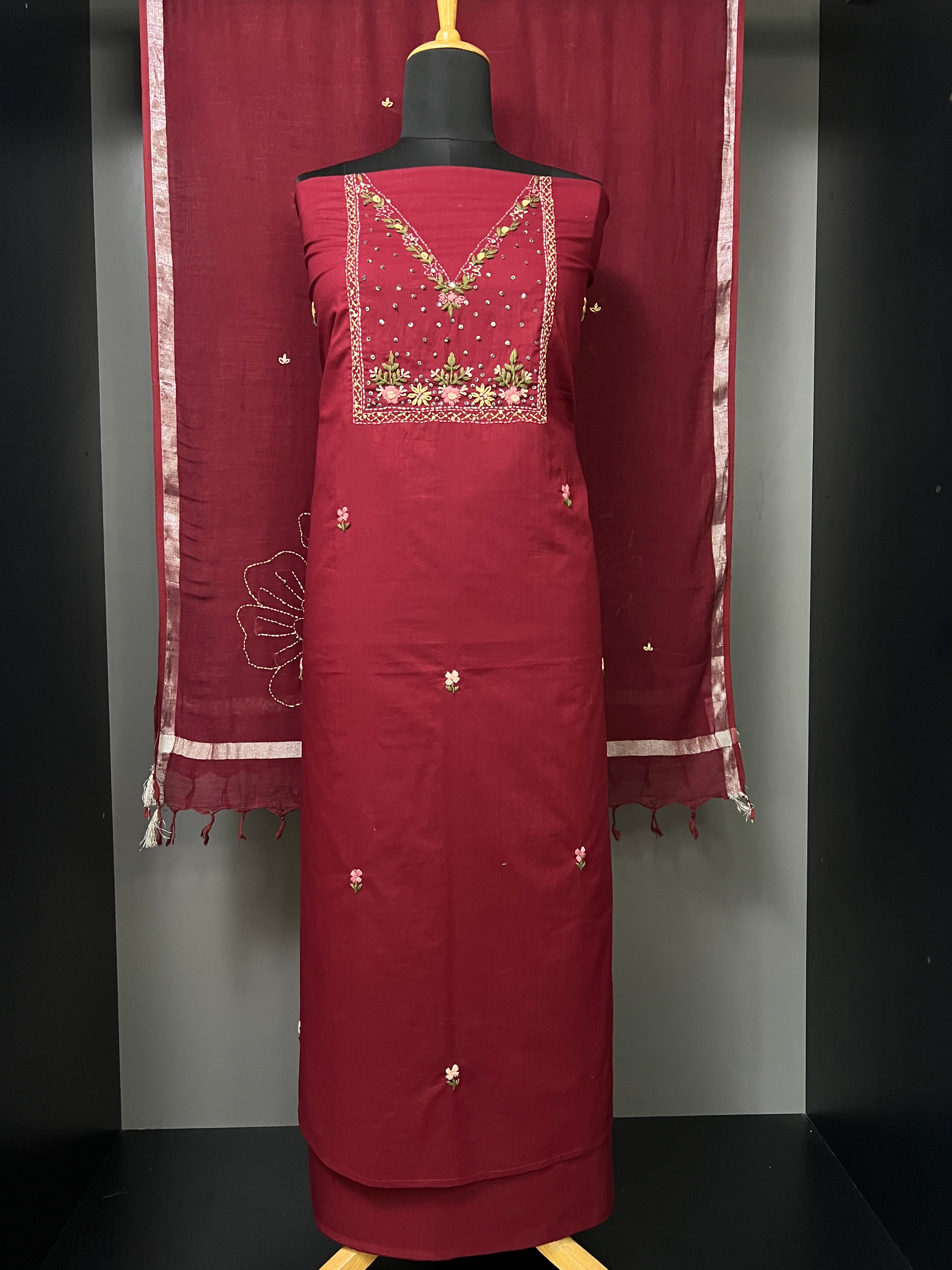Hand Embroidered Cotton Salwar Set | PHU203