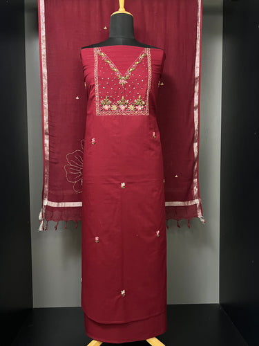 Hand Embroidered Cotton Salwar Set | PHU203