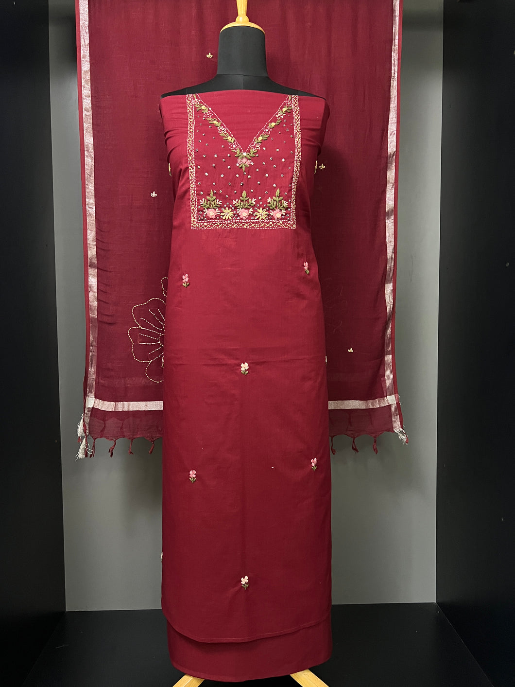 Hand Embroidered Cotton Salwar Set | PHU203