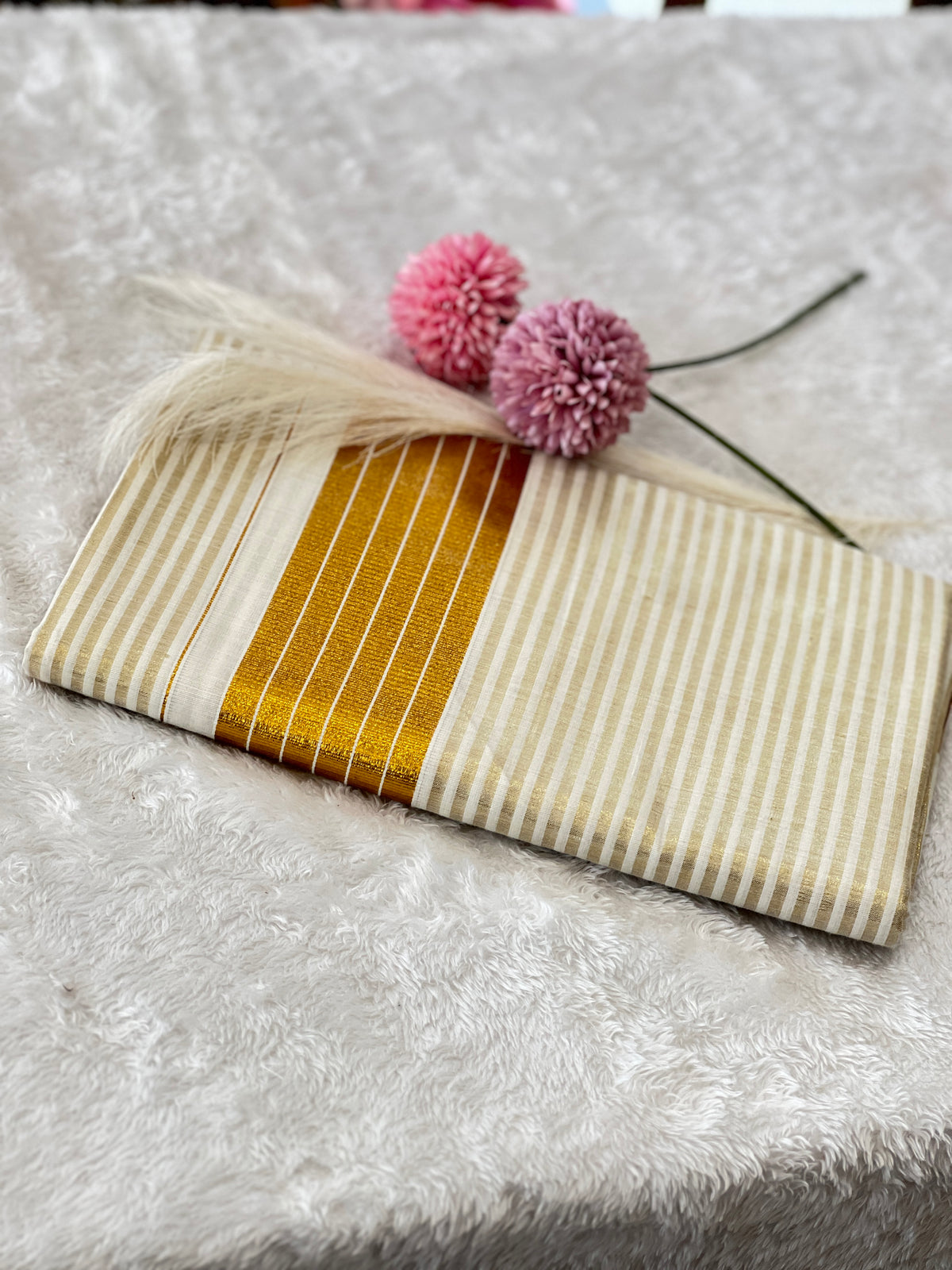 Stripe Border Pattern Kerala Cotton Saree | RLF205