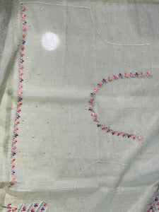 Multi-Colour Floral Embroidery Patterned Glass Organza Saree | BLD467