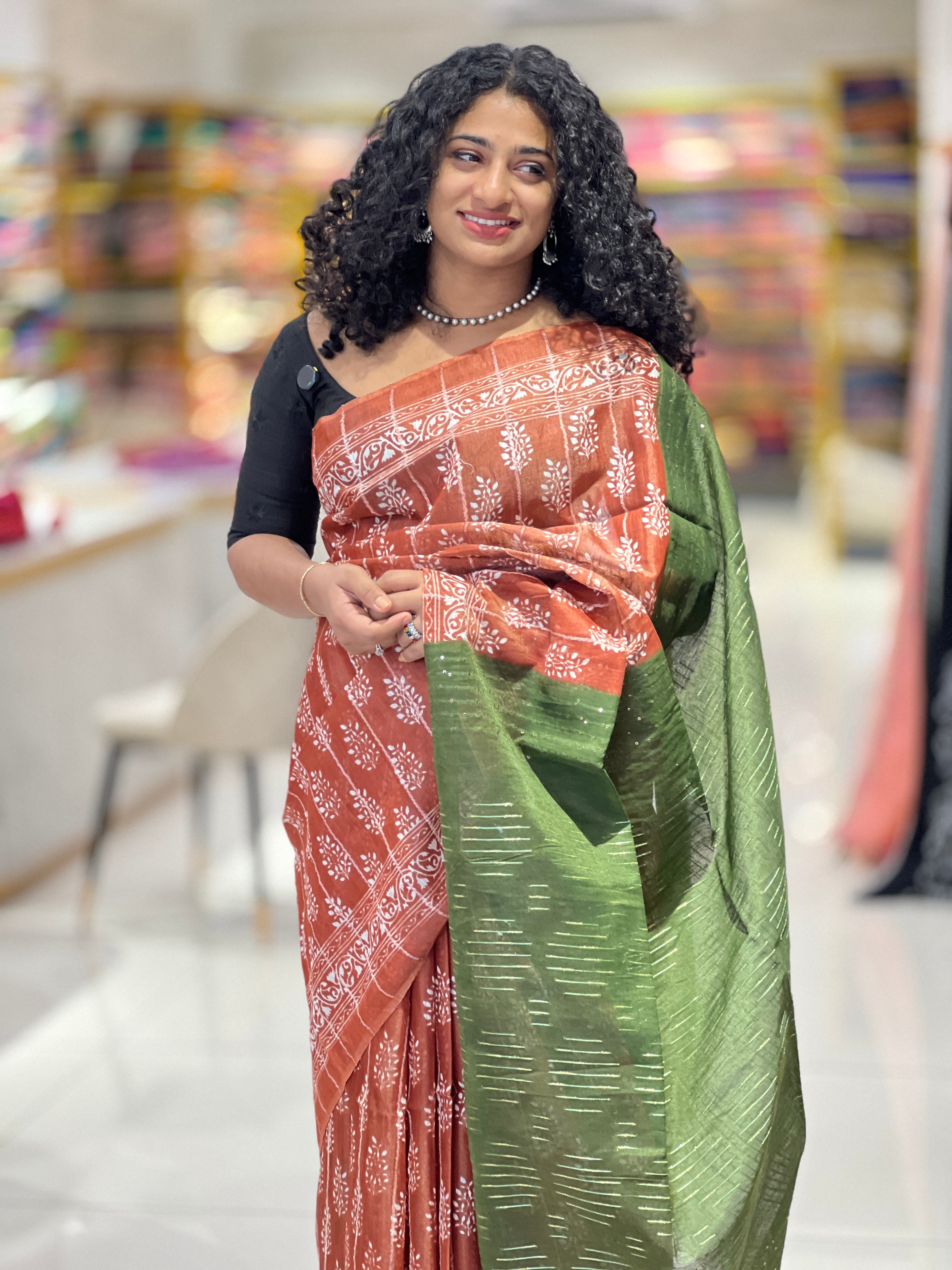 Printed & Kesiya Weaved Bhagalpuri Linen Saree | US259