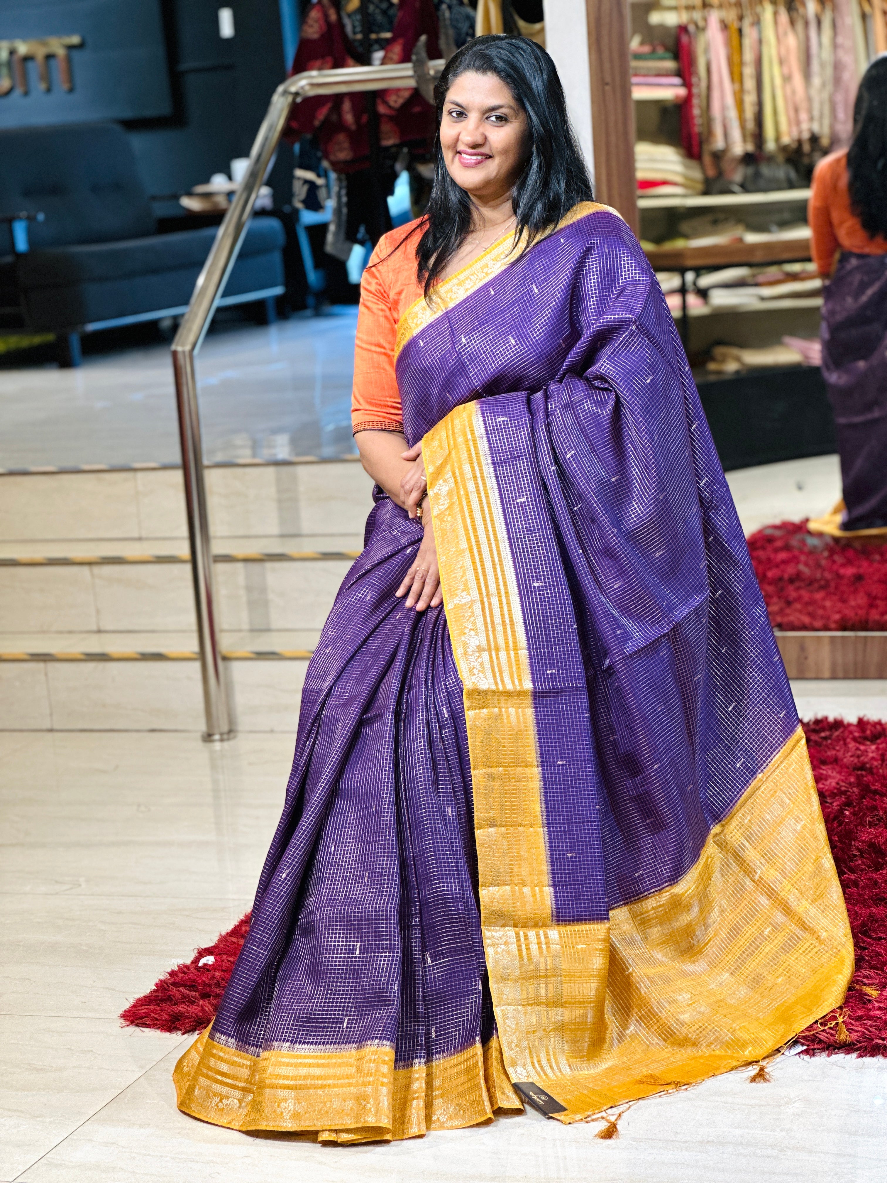 Zari Check With Butta Detailed Banarasi Silk Saree | NN387
