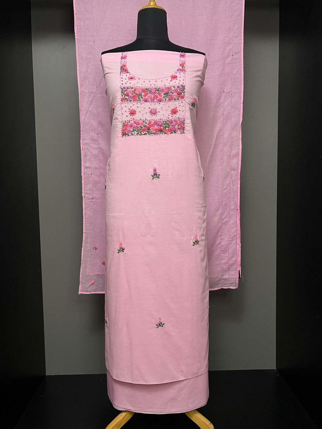 Hand Embroidered Mul Cotton Salwar Set | PHU192
