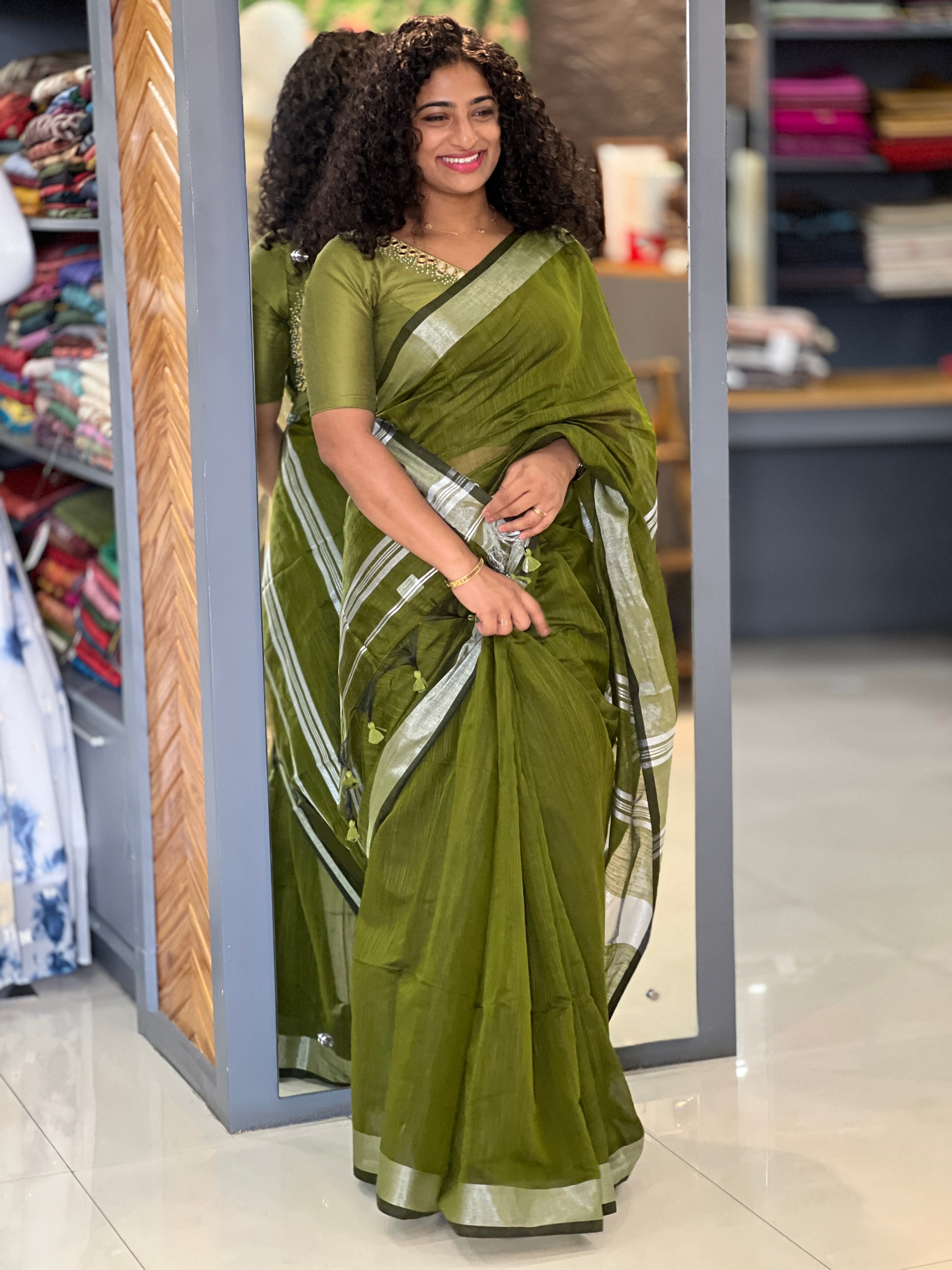 Linen Weaving Style Cotton Blended Saree | RP416