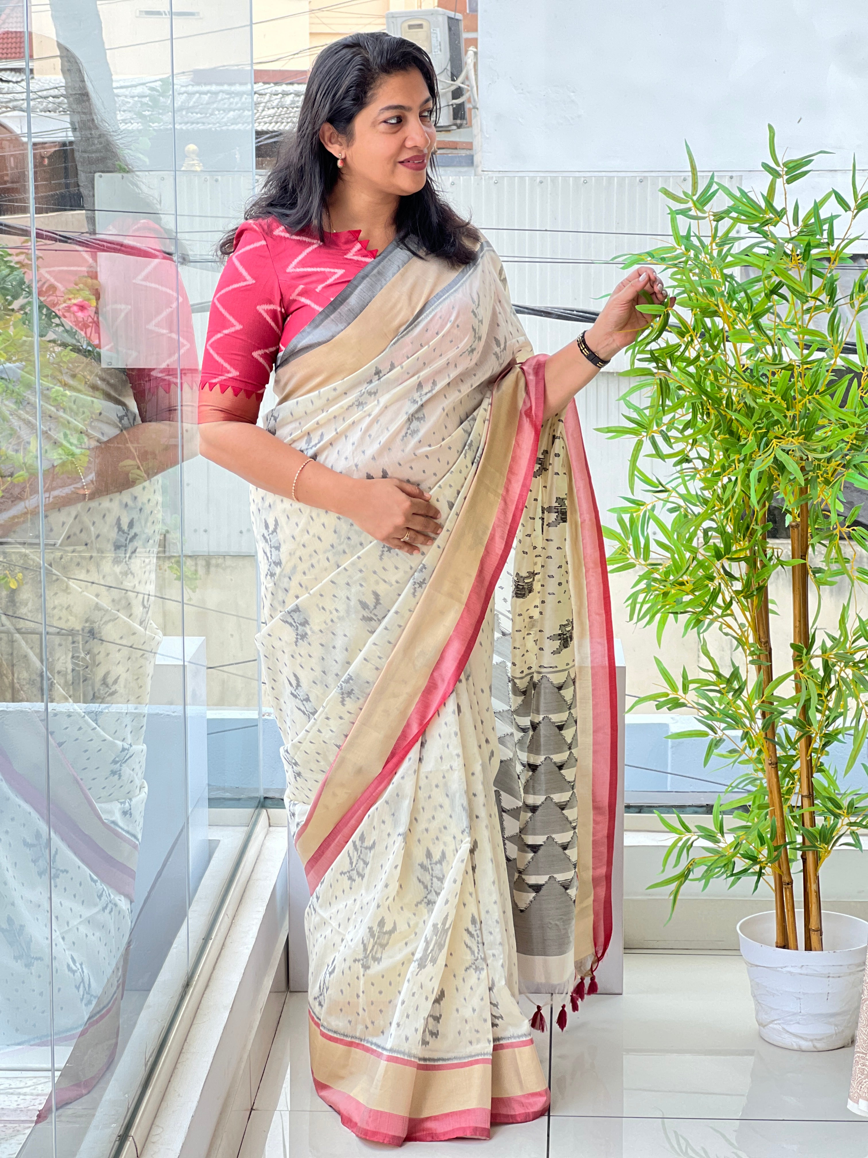 Ganga Yamuna Bordered Semi Silk Saree | SSN561