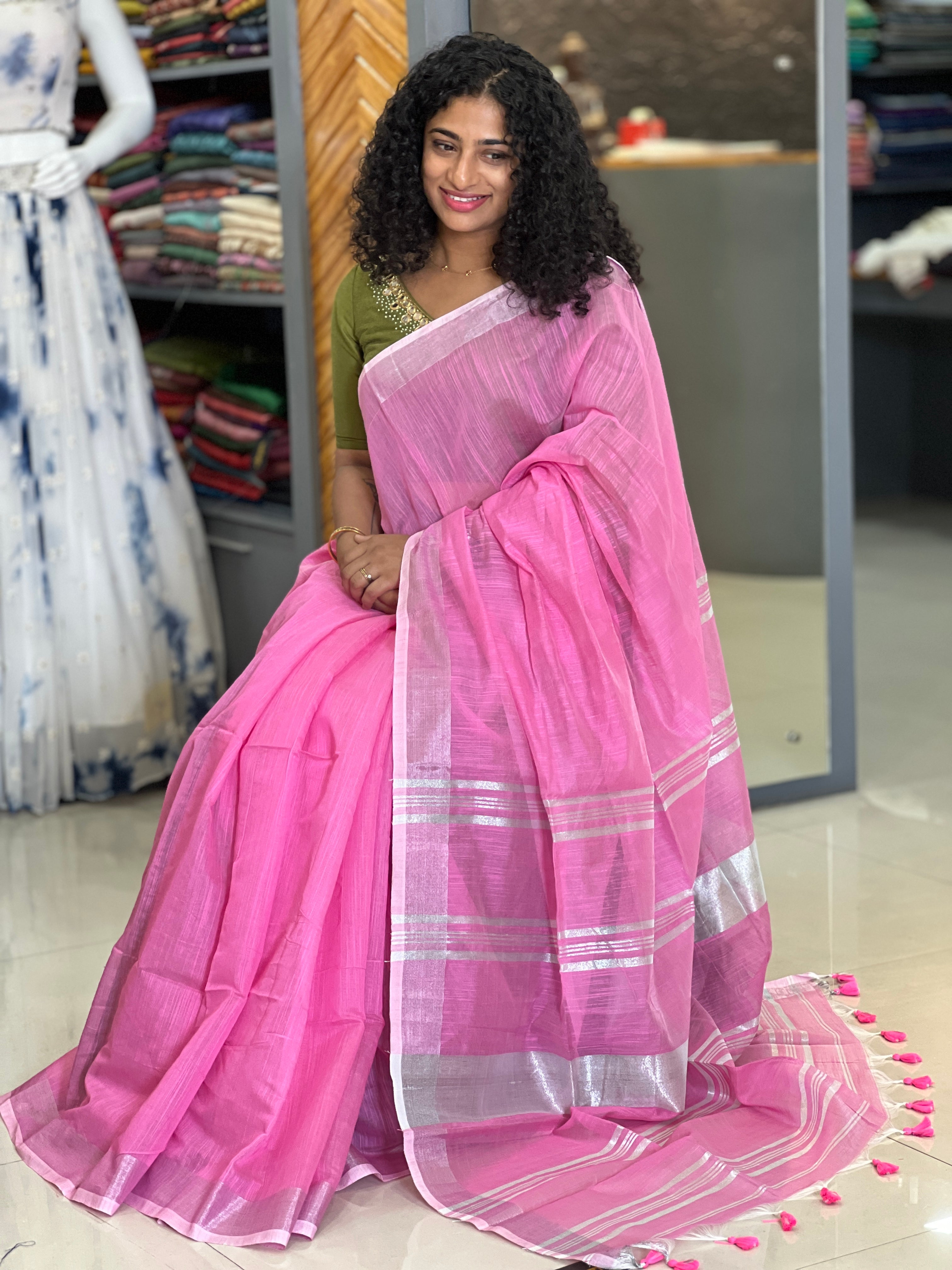 Linen Weaving Style Cotton Blended Saree | RP416