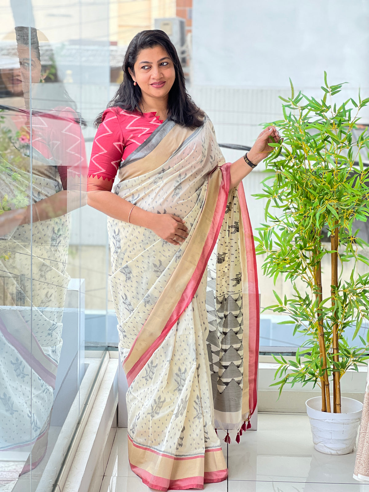 Ganga Yamuna Bordered Semi Silk Saree | SSN561