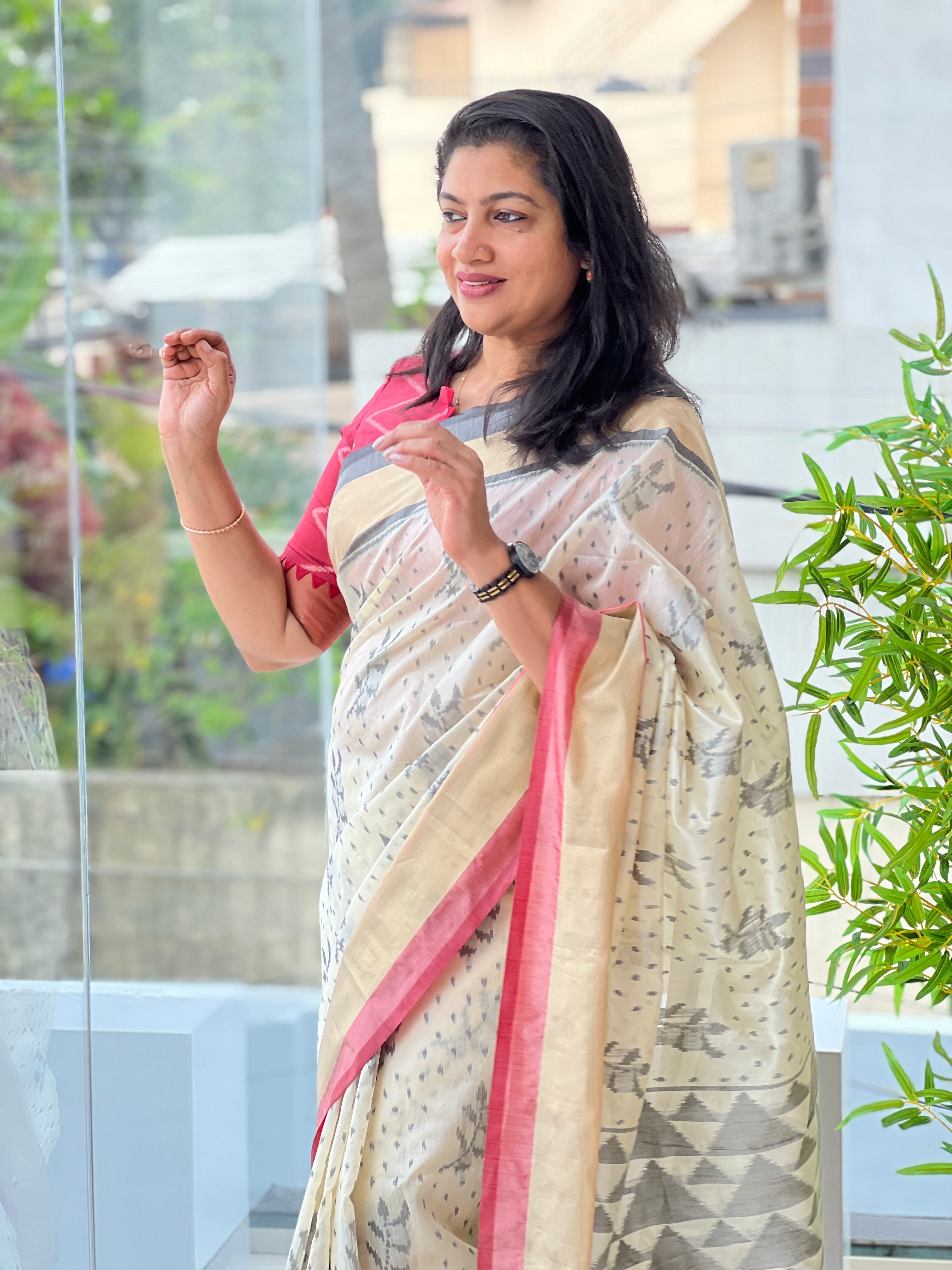 Ganga Yamuna Bordered Semi Silk Saree | SSN561