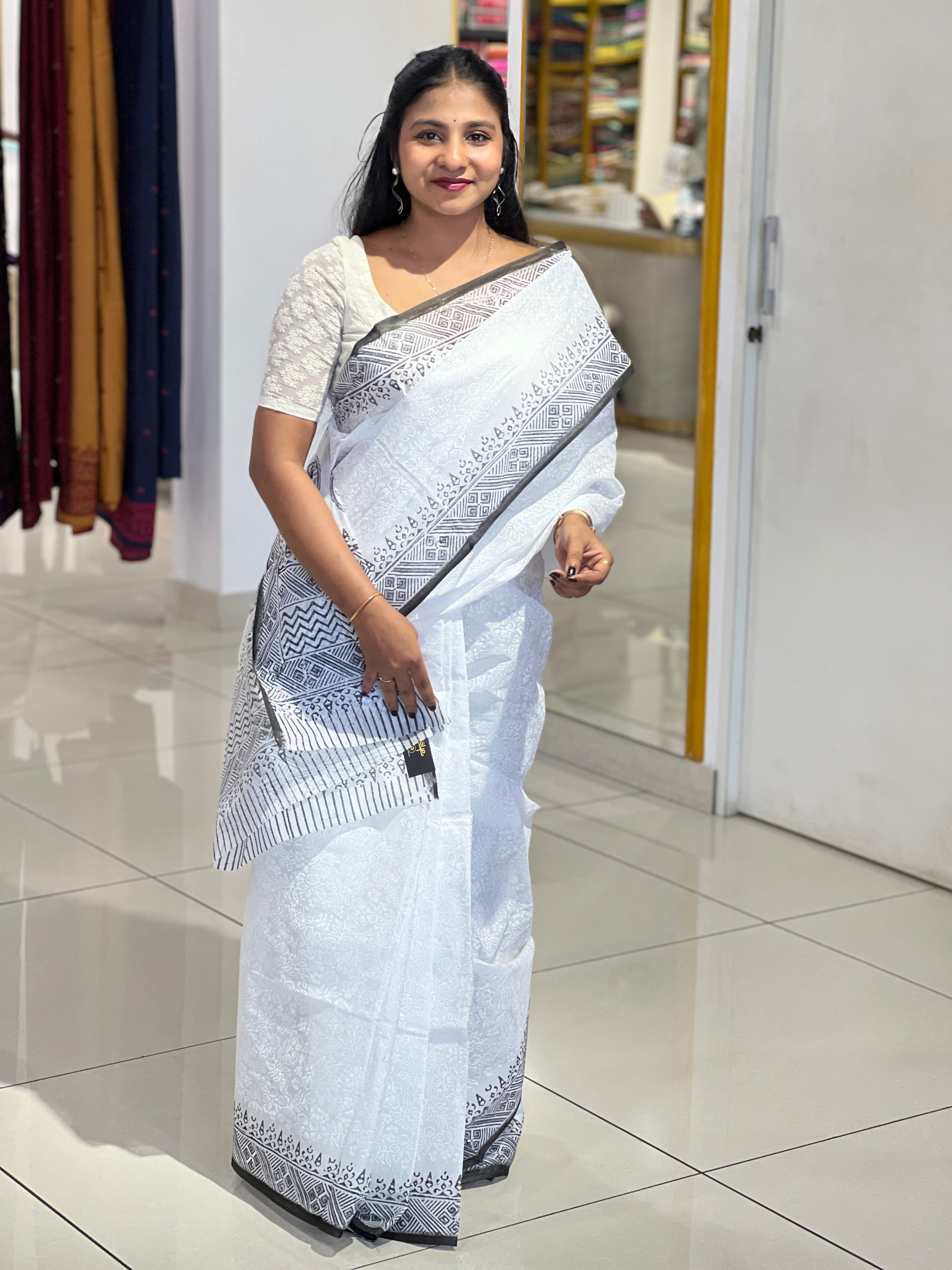 Floral Printed Organdy Cotton Saree | VDA270
