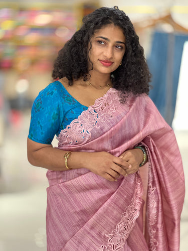 Floral Cutwork Detailed Semi Tussar Saree | SBS1018